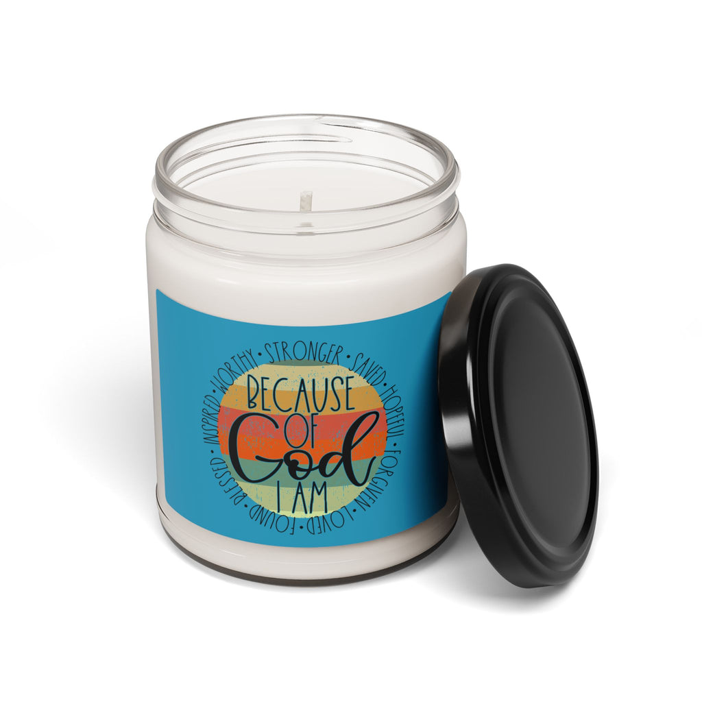Because of God I Am — 9oz Scented Soy Candle (Inspirational Faith Gift)