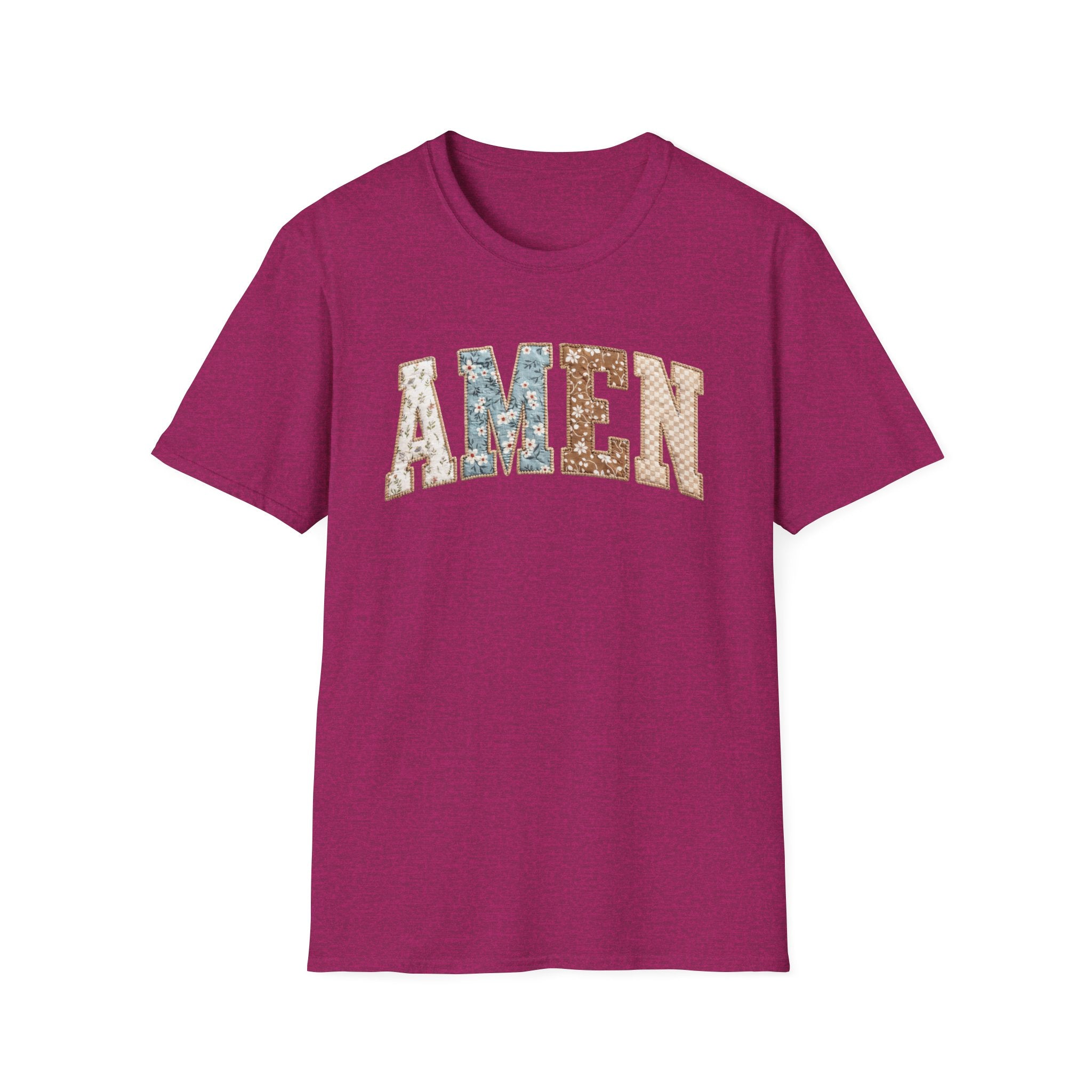 Amen Floral T-Shirt — Vintage Patchwork Faith Tee
