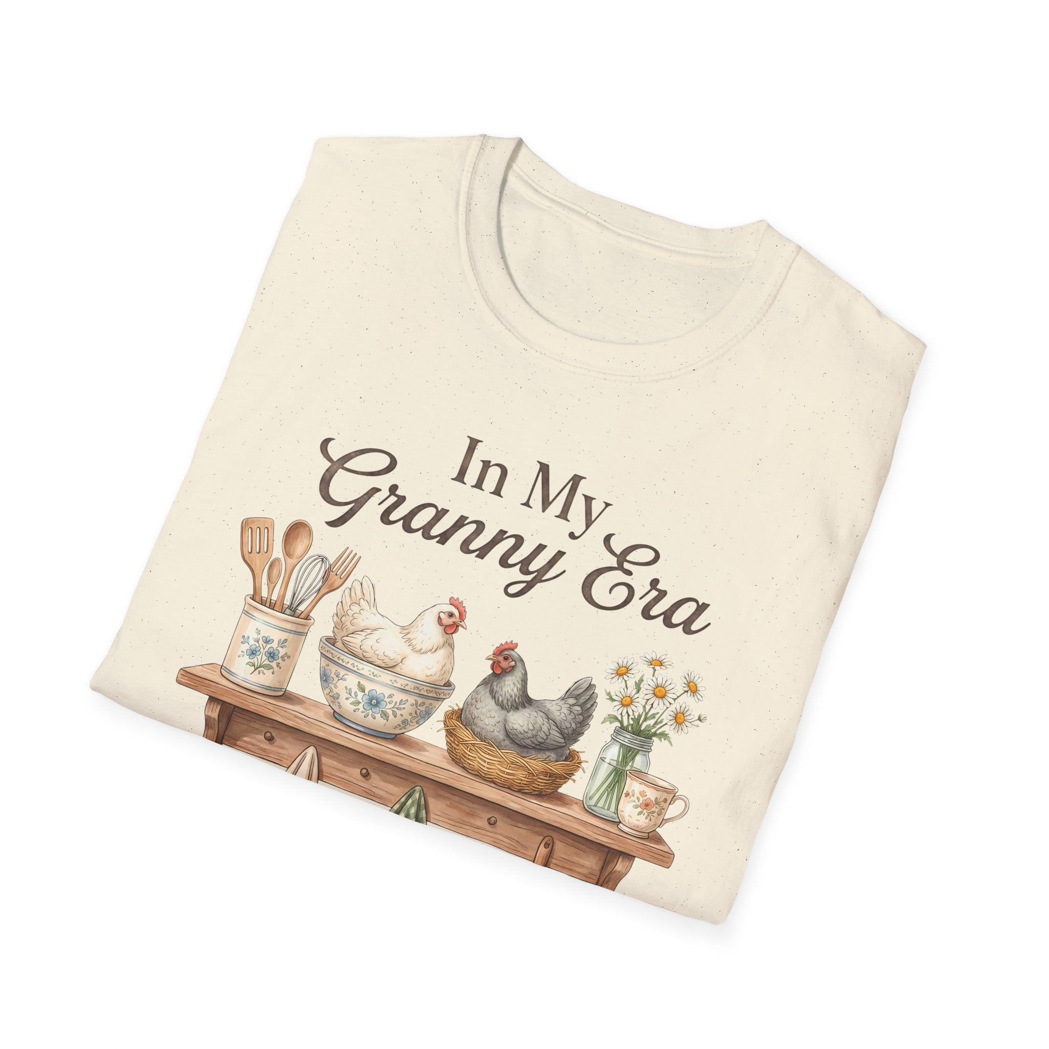 T-Shirt — "In My Granny Era" Vintage Kitchen Chickens Graphic