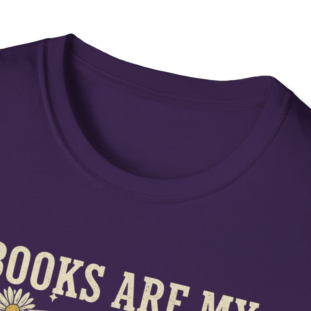 Books Are My Therapy T-Shirt — Stack of Books & Coffee Literary Tee