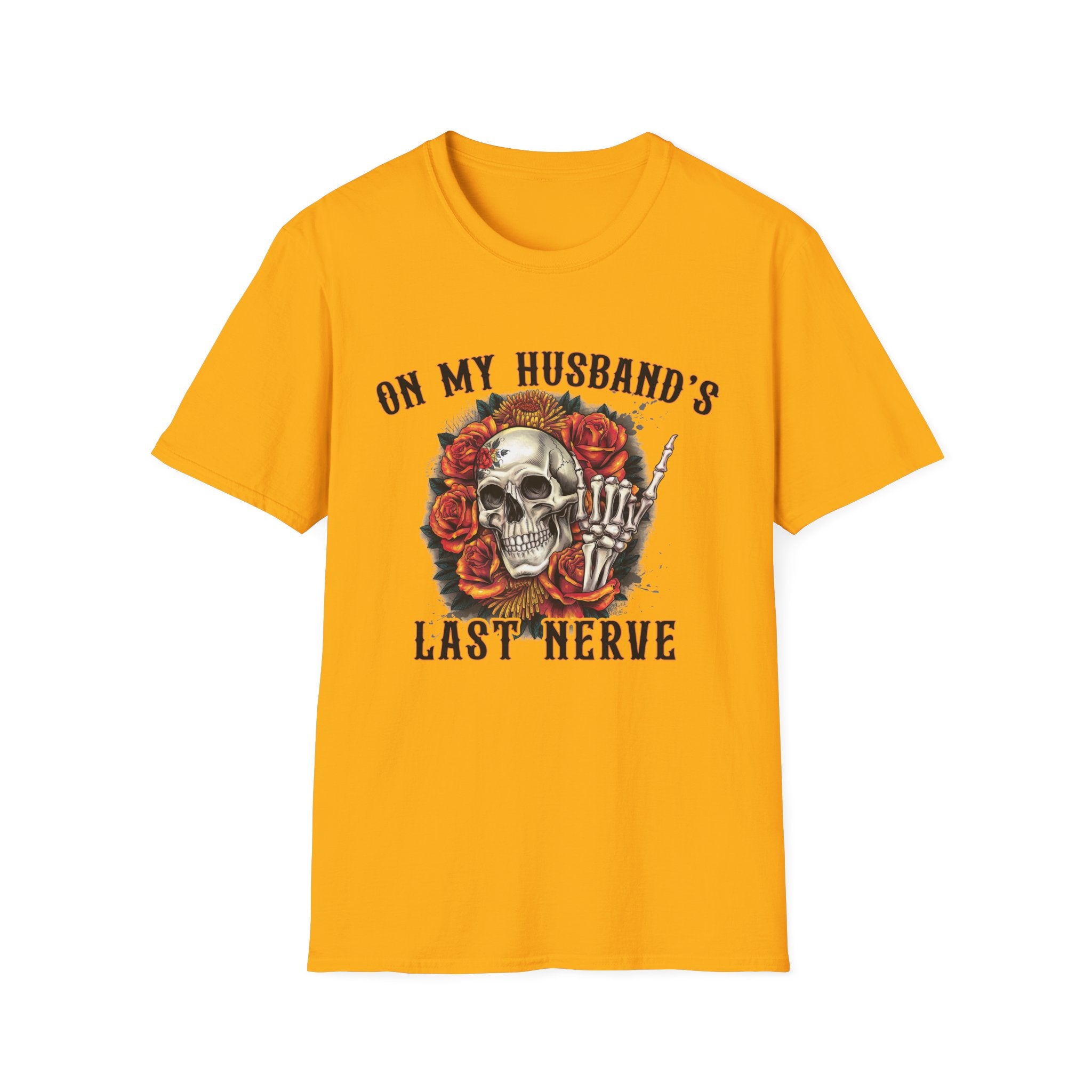 On My Husband's Last Nerve Skull & Roses T‑Shirt