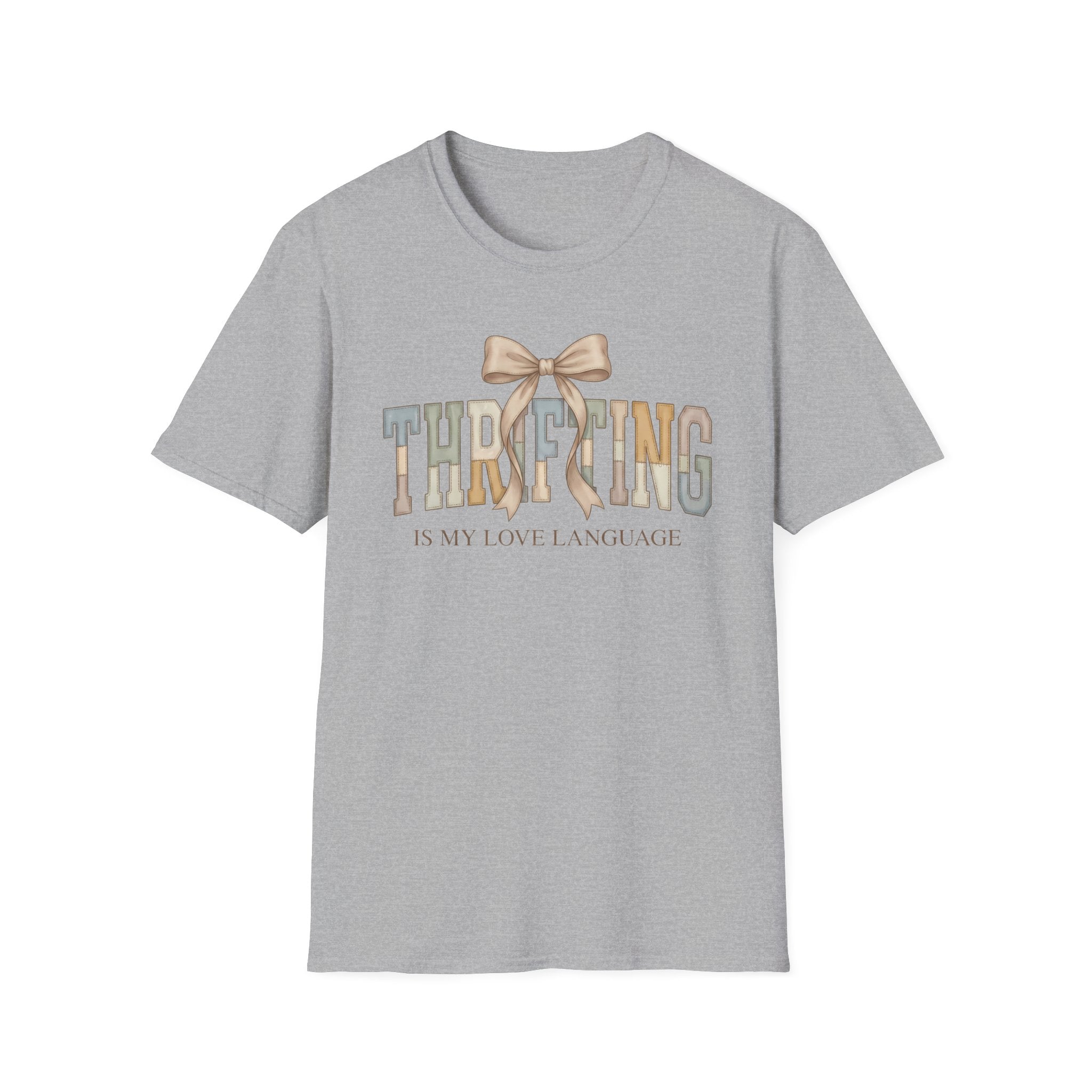 Thrifting Is My Love Language T-Shirt – Retro Bow Vintage Vibe Tee for Thrift Lovers