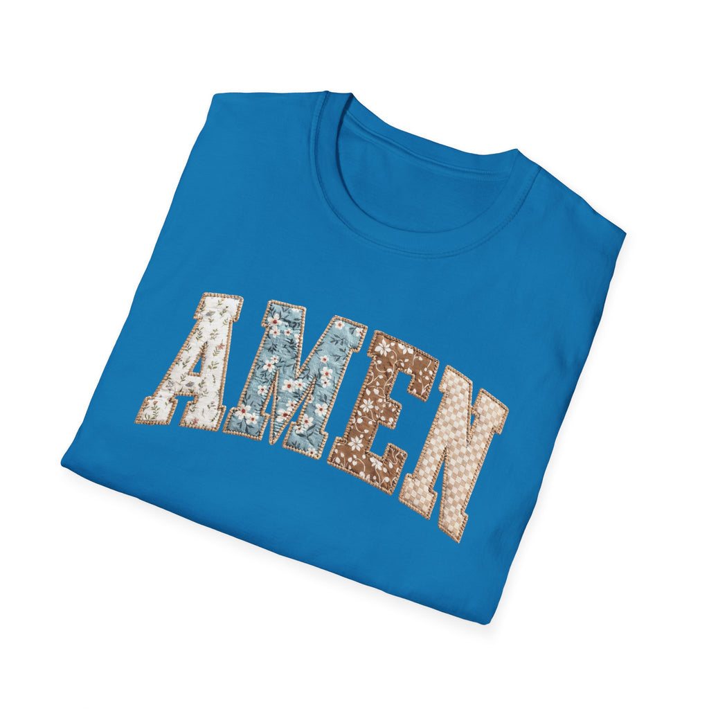 Amen Floral T-Shirt — Vintage Patchwork Faith Tee