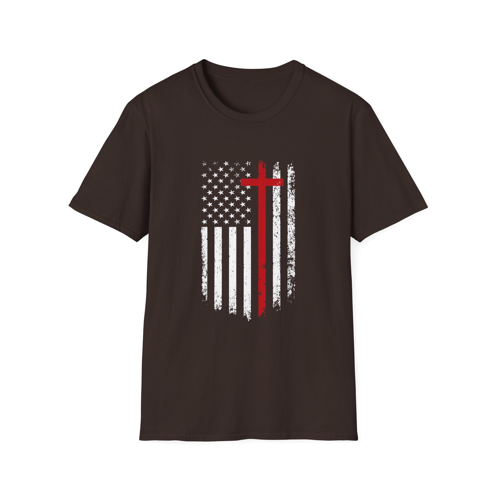 Christian Cross Minimalist T-Shirt — Distressed Red Cross Faith Tee