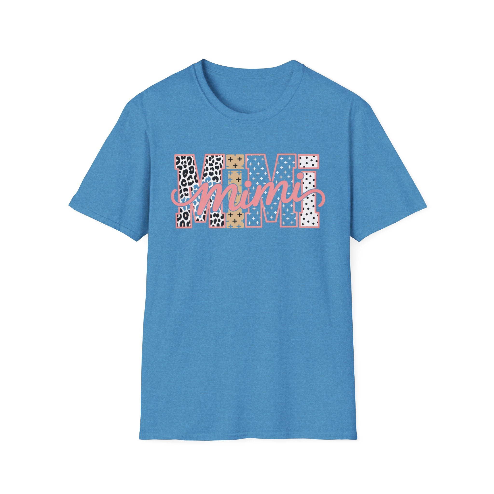 Mimi Leopard Patchwork T‑Shirt — Cute Floral & Animal Print "Mimi" Graphic Tee