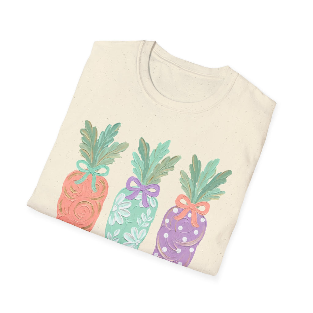 Carrot Trio Graphic T-Shirt — Pastel Floral Easter Tee