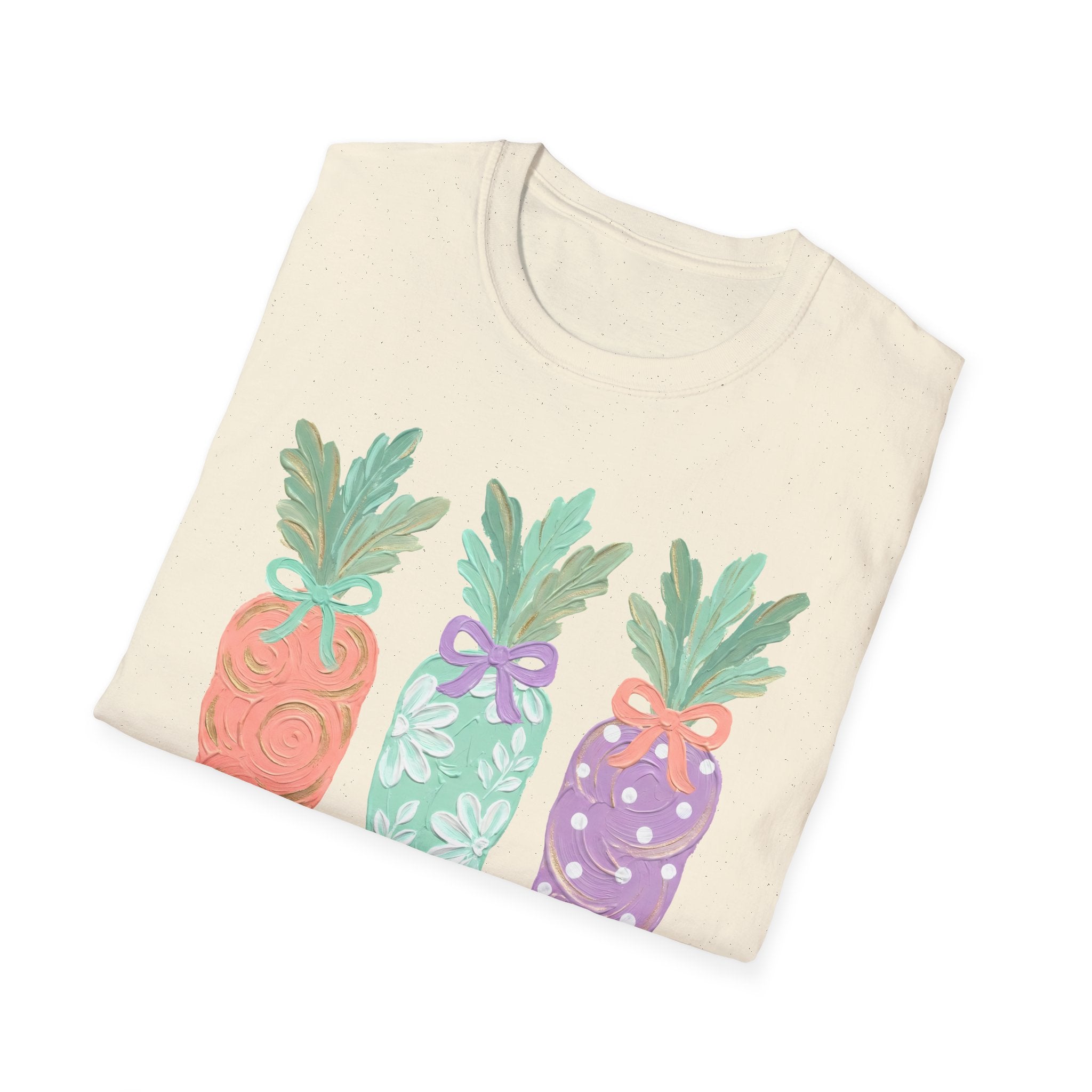 Carrot Trio Graphic T-Shirt — Pastel Floral Easter Tee