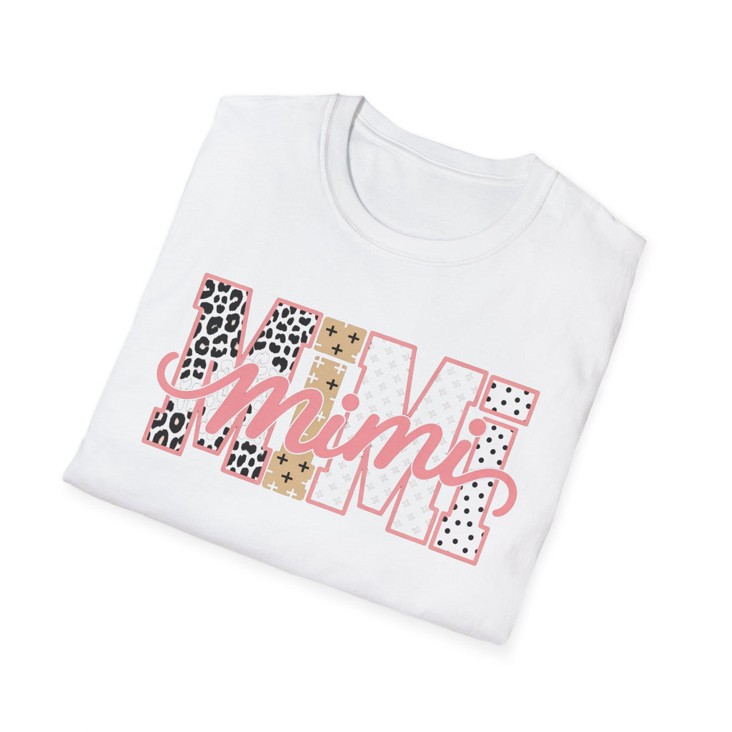 Mimi Leopard Patchwork T‑Shirt — Cute Floral & Animal Print "Mimi" Graphic Tee