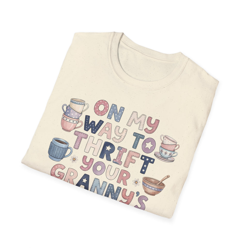 Thrifted Finds Tee — “On My Way to Thrift Your Granny’s Knick Knacks” Vintage Coffee Graphic T-Shirt