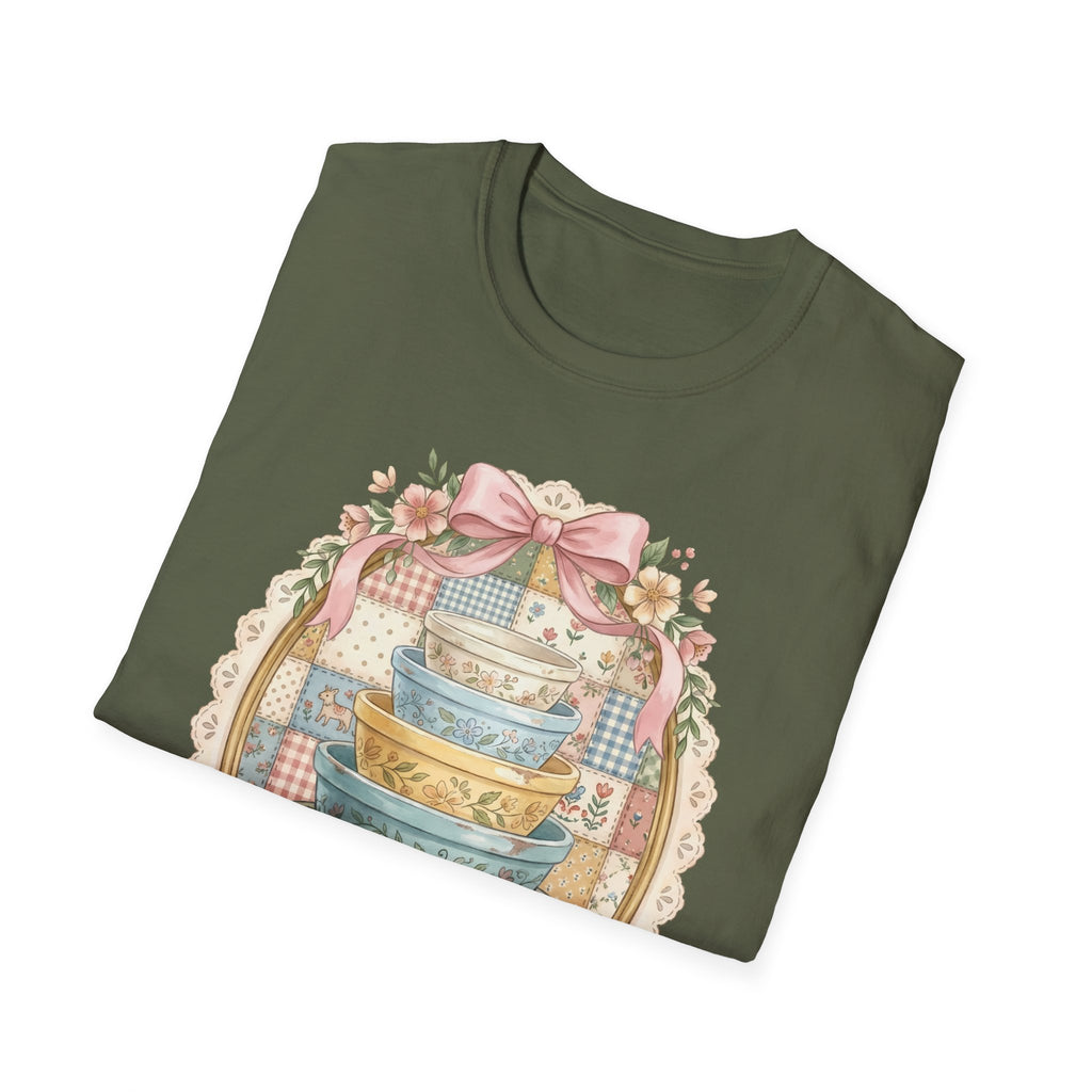 Vintage Mixing Bowls T-Shirt — Shabby Chic Kitchen Stack Graphic Tee