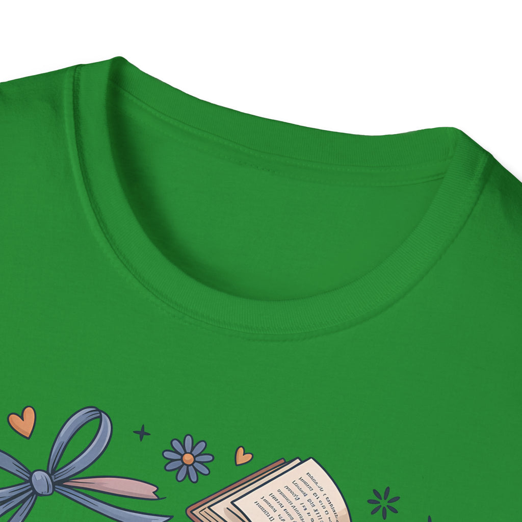 T-Shirt — "Just One More Chapter" Book Lover Tee with Glasses & Coffee