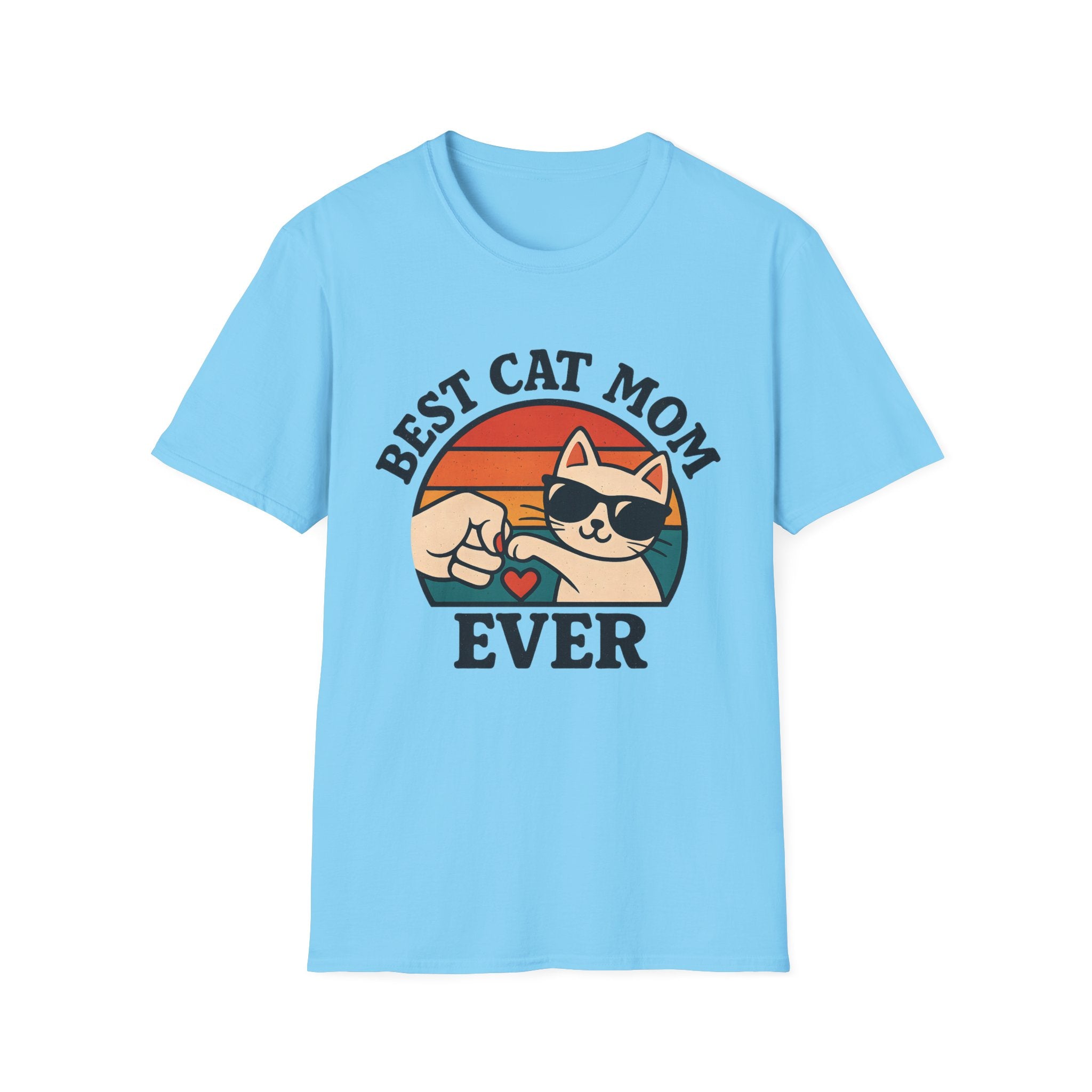 Best Cat Mom Ever T-Shirt — Cute Retro Cat Fist Bump Tee for Cat Lovers, Mother's Day Gift