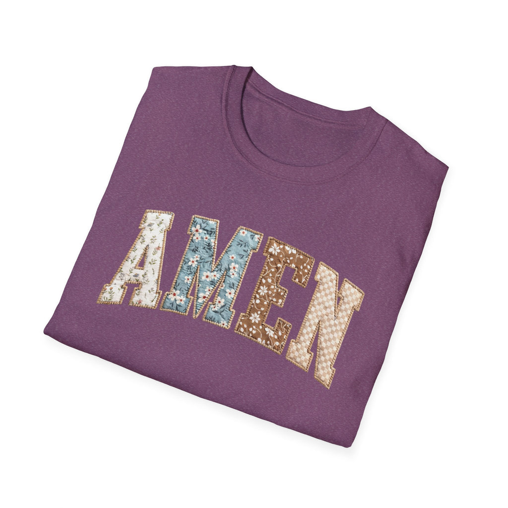 Amen Floral T-Shirt — Vintage Patchwork Faith Tee