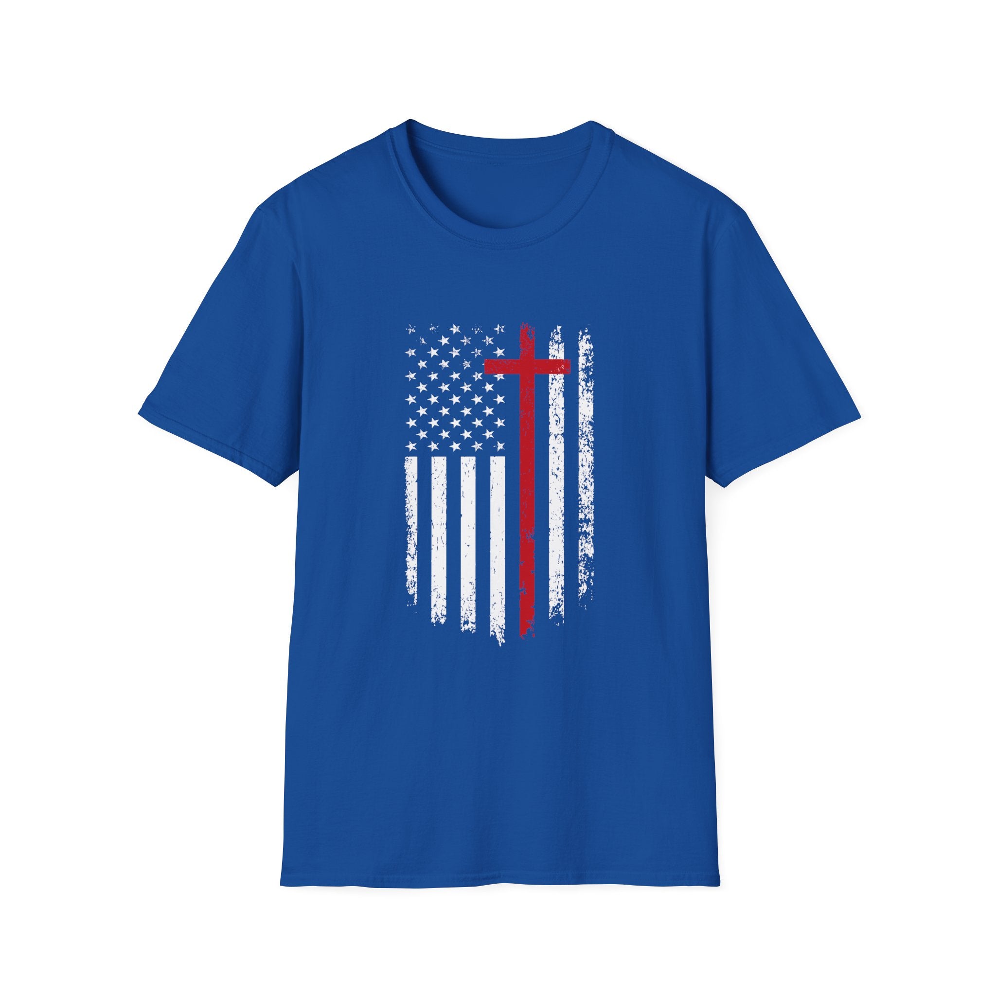 Christian Cross Minimalist T-Shirt — Distressed Red Cross Faith Tee