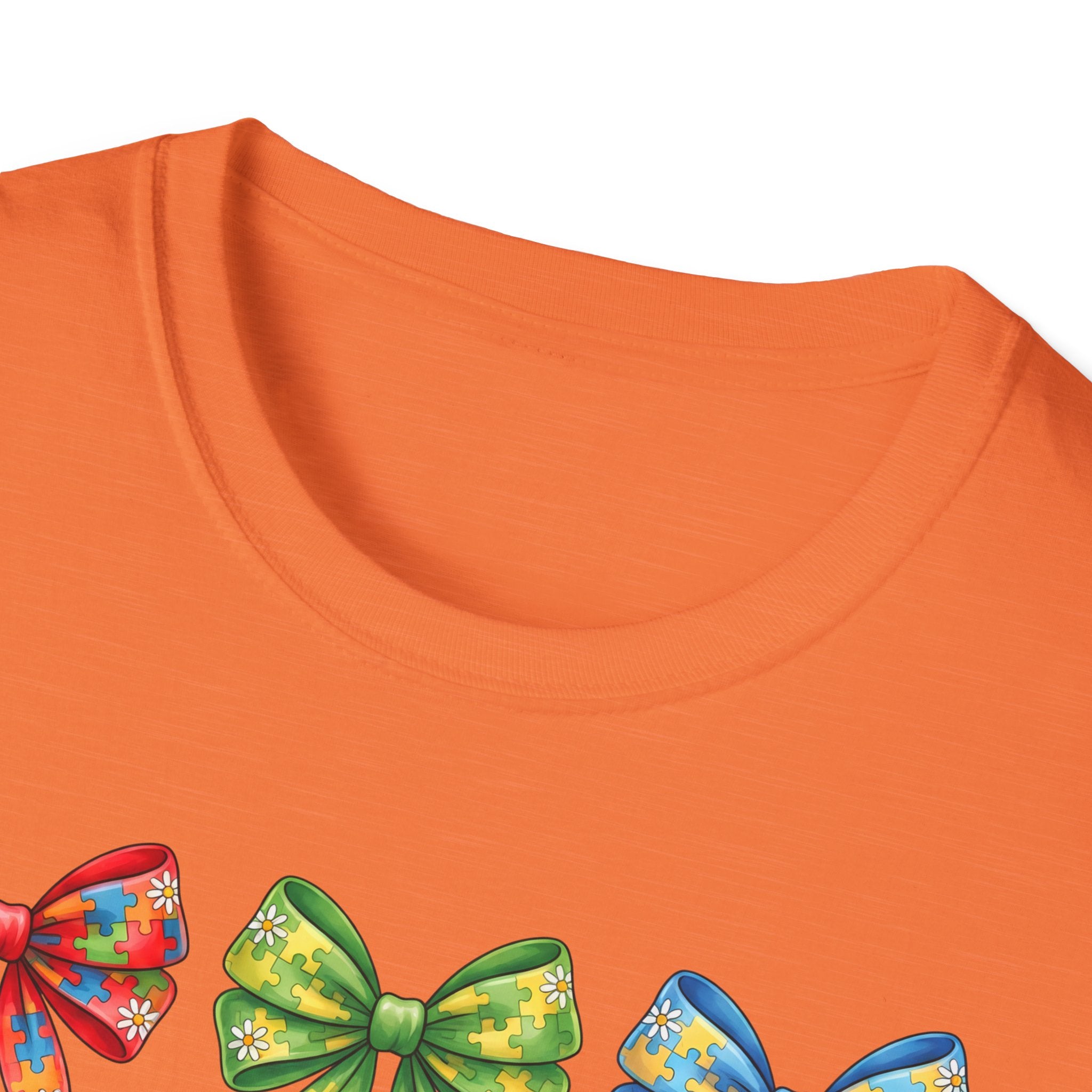 Autism Awareness T-Shirt — "Autism: Accept • Understand • Love" with Colorful Ribbon Bows