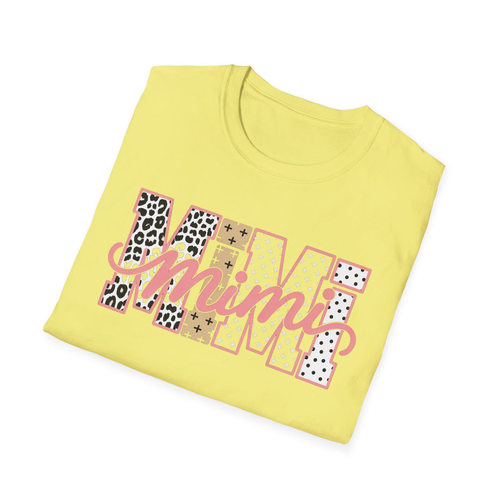 Mimi Leopard Patchwork T‑Shirt — Cute Floral & Animal Print "Mimi" Graphic Tee