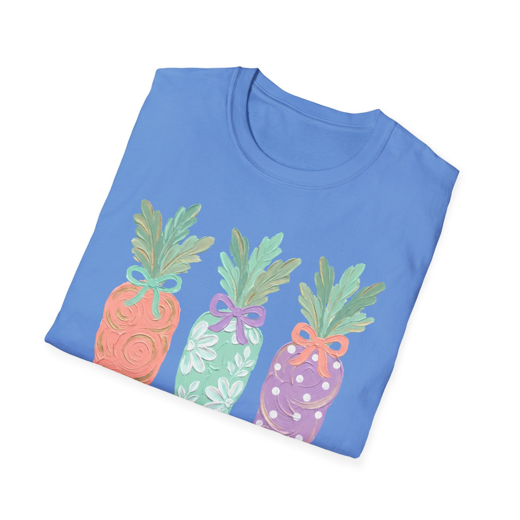 Carrot Trio Graphic T-Shirt — Pastel Floral Easter Tee