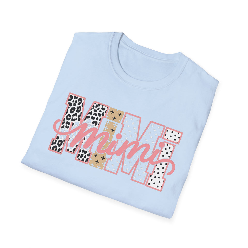 Mimi Leopard Patchwork T‑Shirt — Cute Floral & Animal Print "Mimi" Graphic Tee