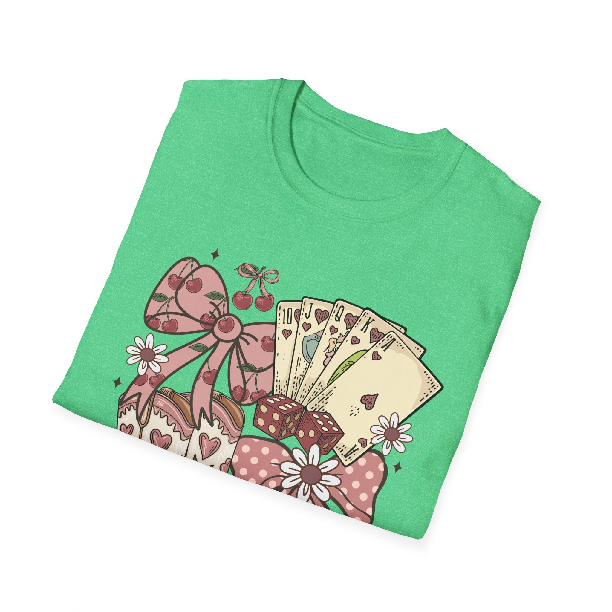 Cowgirl Aesthetic T‑Shirt — Western Boots, Cards & Ribbon Graphic