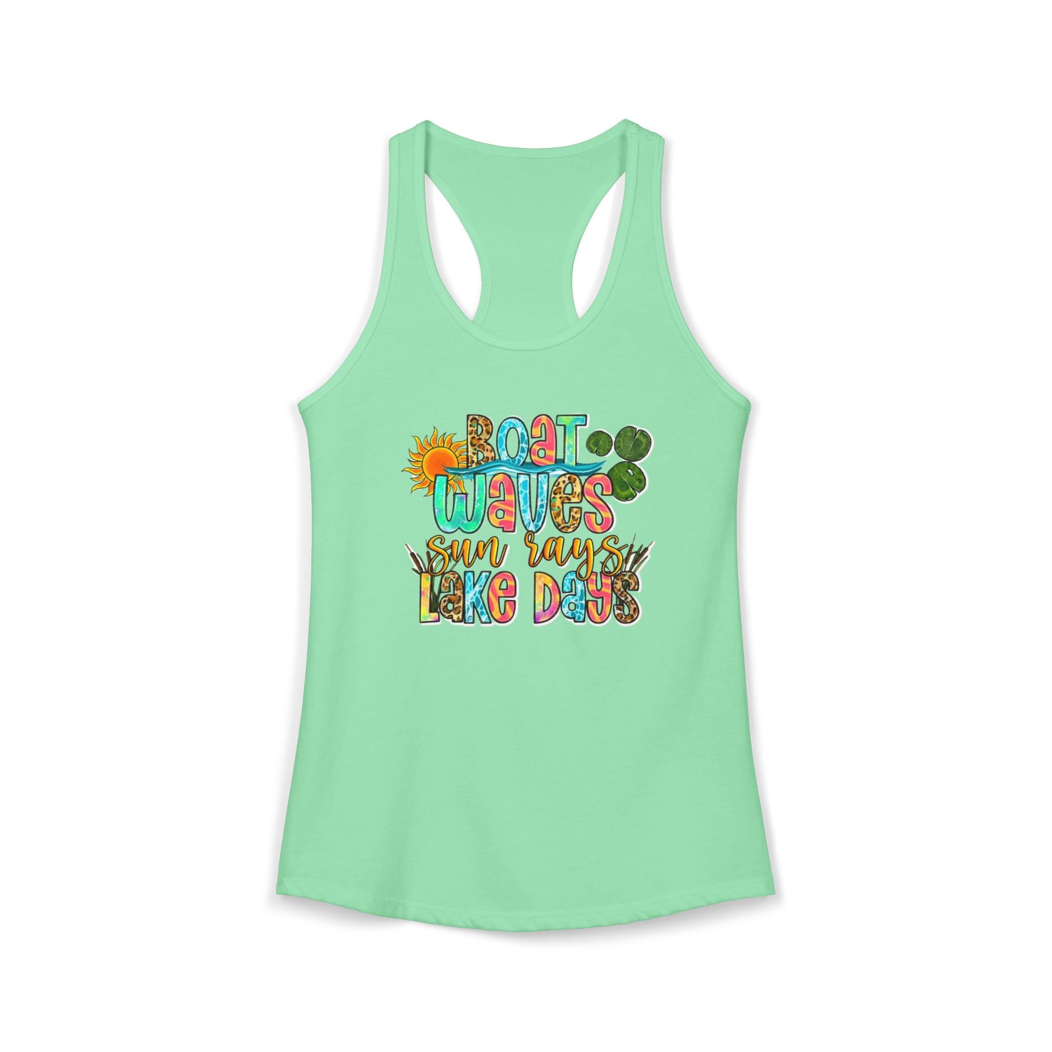 Boat Waves, Sun Rays, Lake Days -- Women's Ideal Racerback Tank