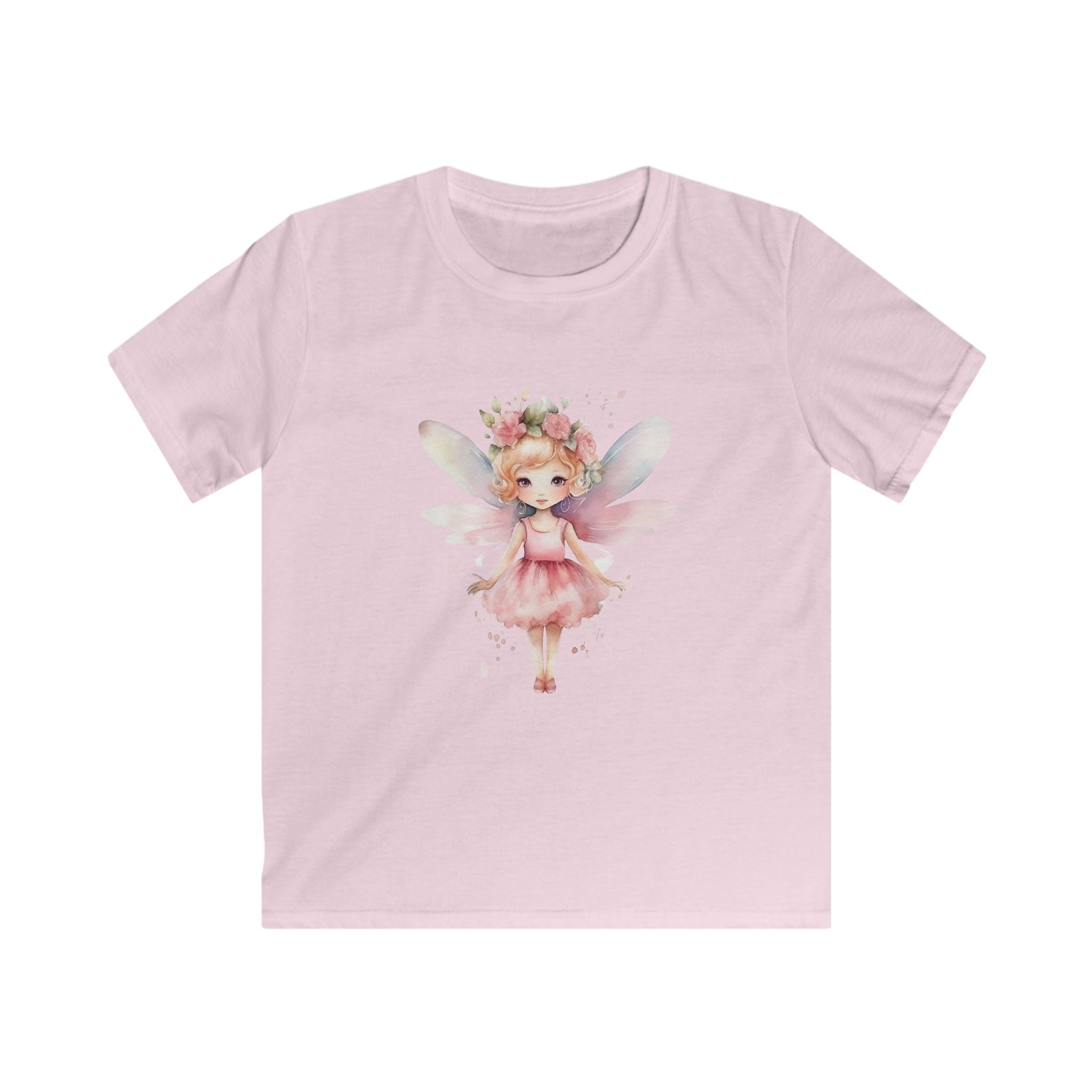 Kids Fairy Tee — Pink Watercolor Flower Fairy Shirt for Girls