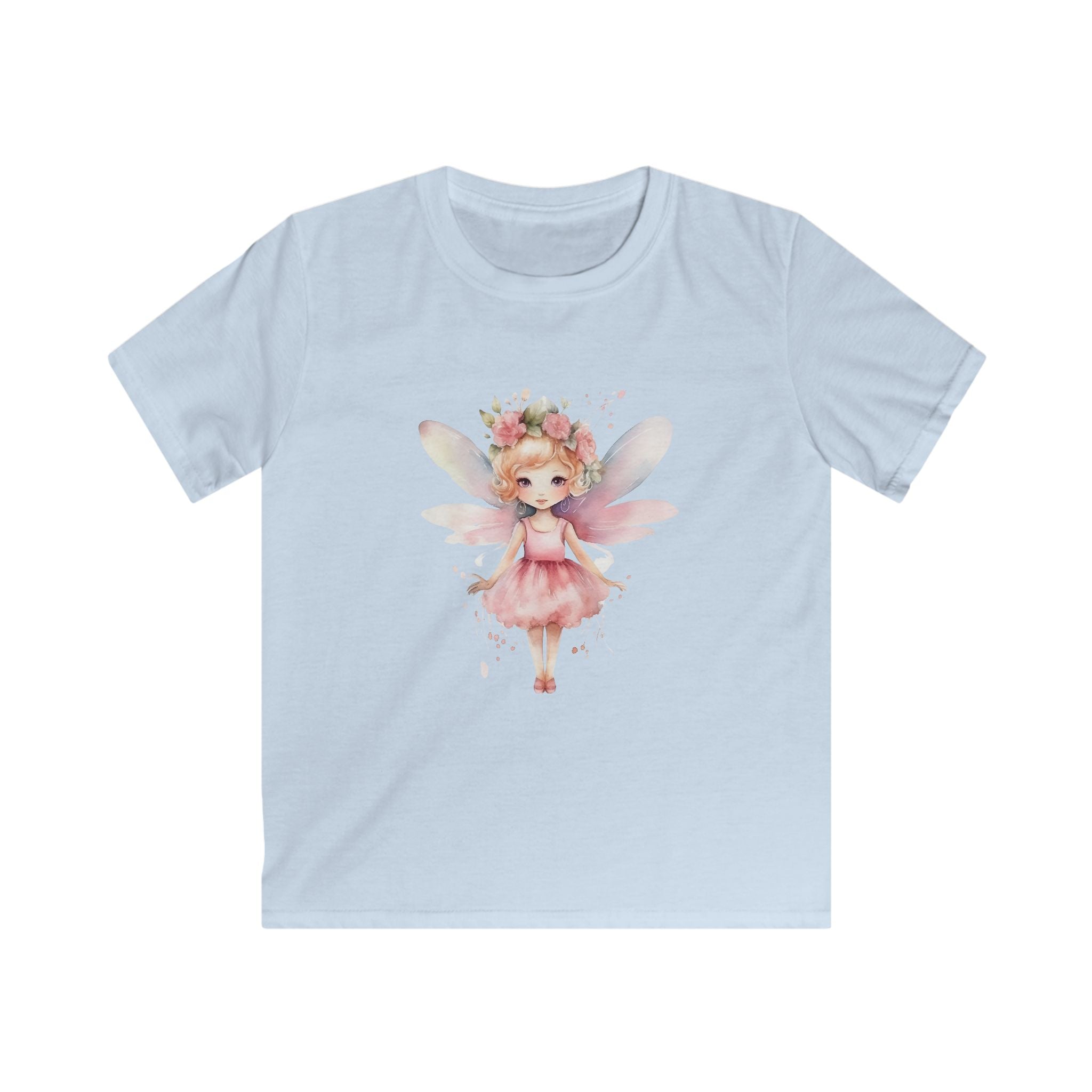 Kids Fairy Tee — Pink Watercolor Flower Fairy Shirt for Girls