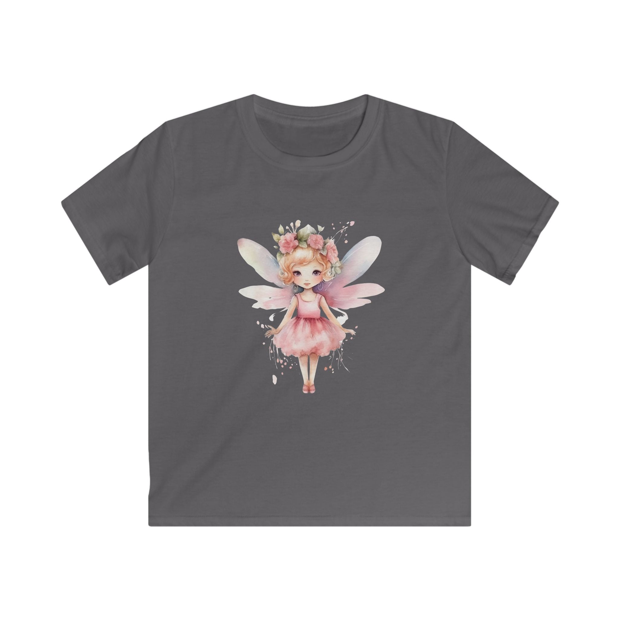 Kids Fairy Tee — Pink Watercolor Flower Fairy Shirt for Girls