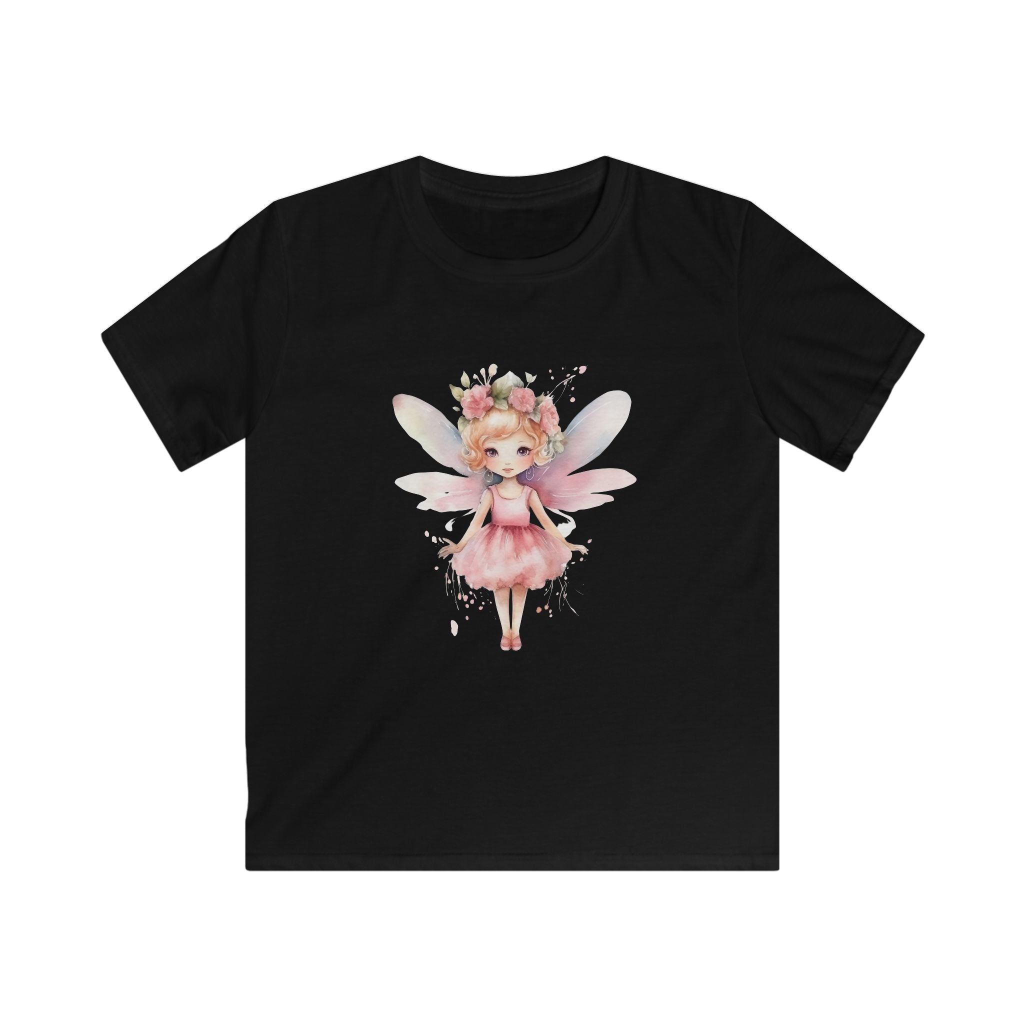 Kids Fairy Tee — Pink Watercolor Flower Fairy Shirt for Girls