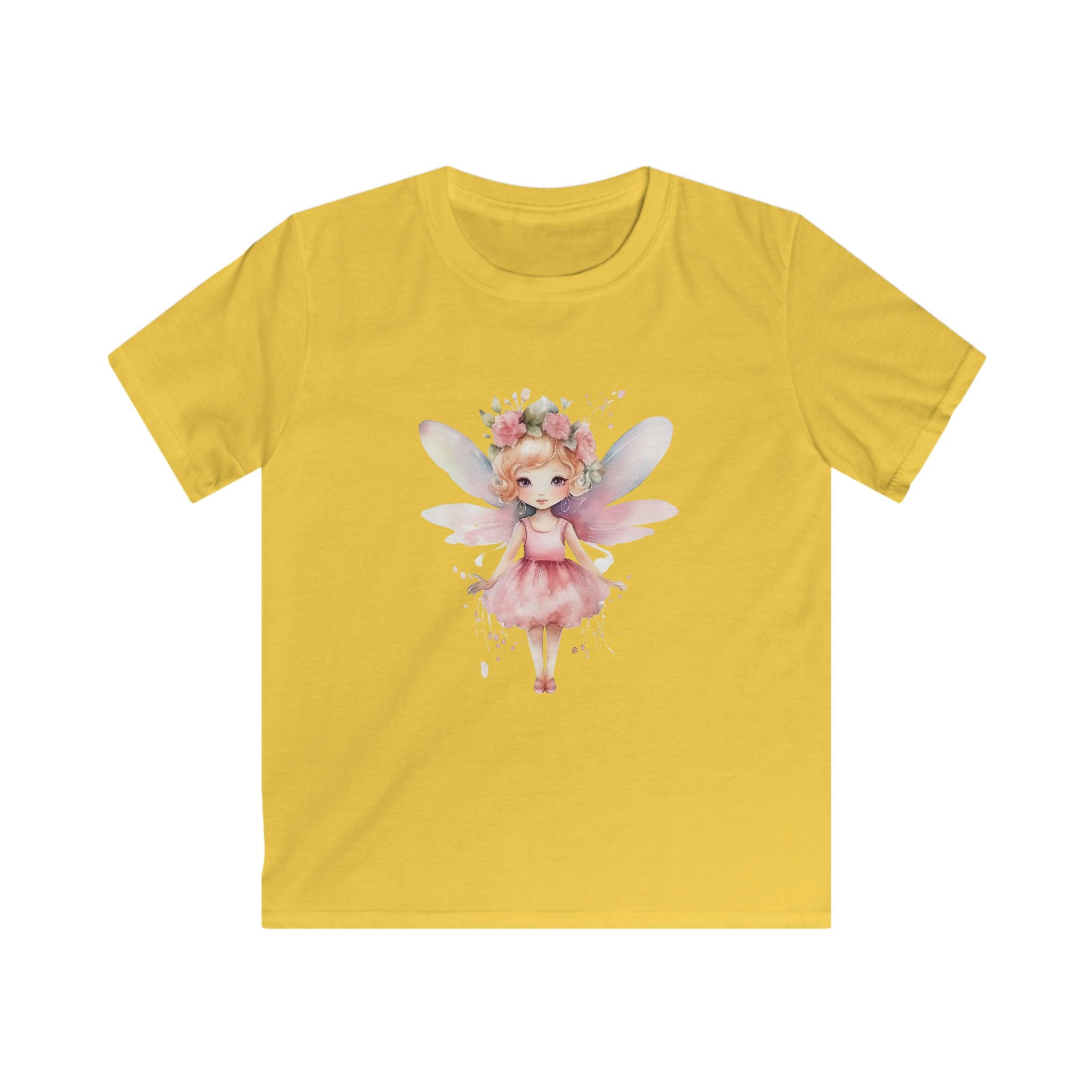 Kids Fairy Tee — Pink Watercolor Flower Fairy Shirt for Girls