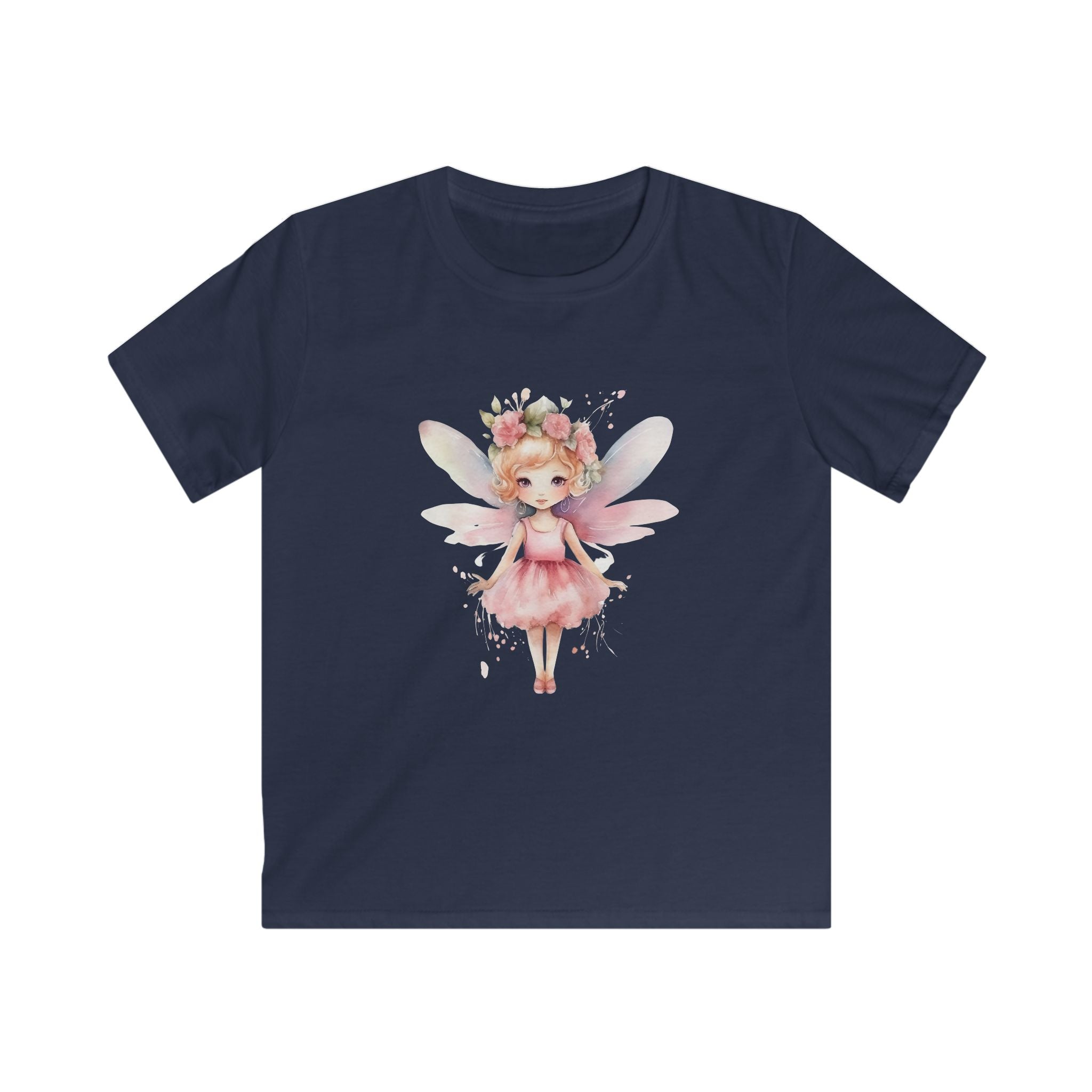 Kids Fairy Tee — Pink Watercolor Flower Fairy Shirt for Girls