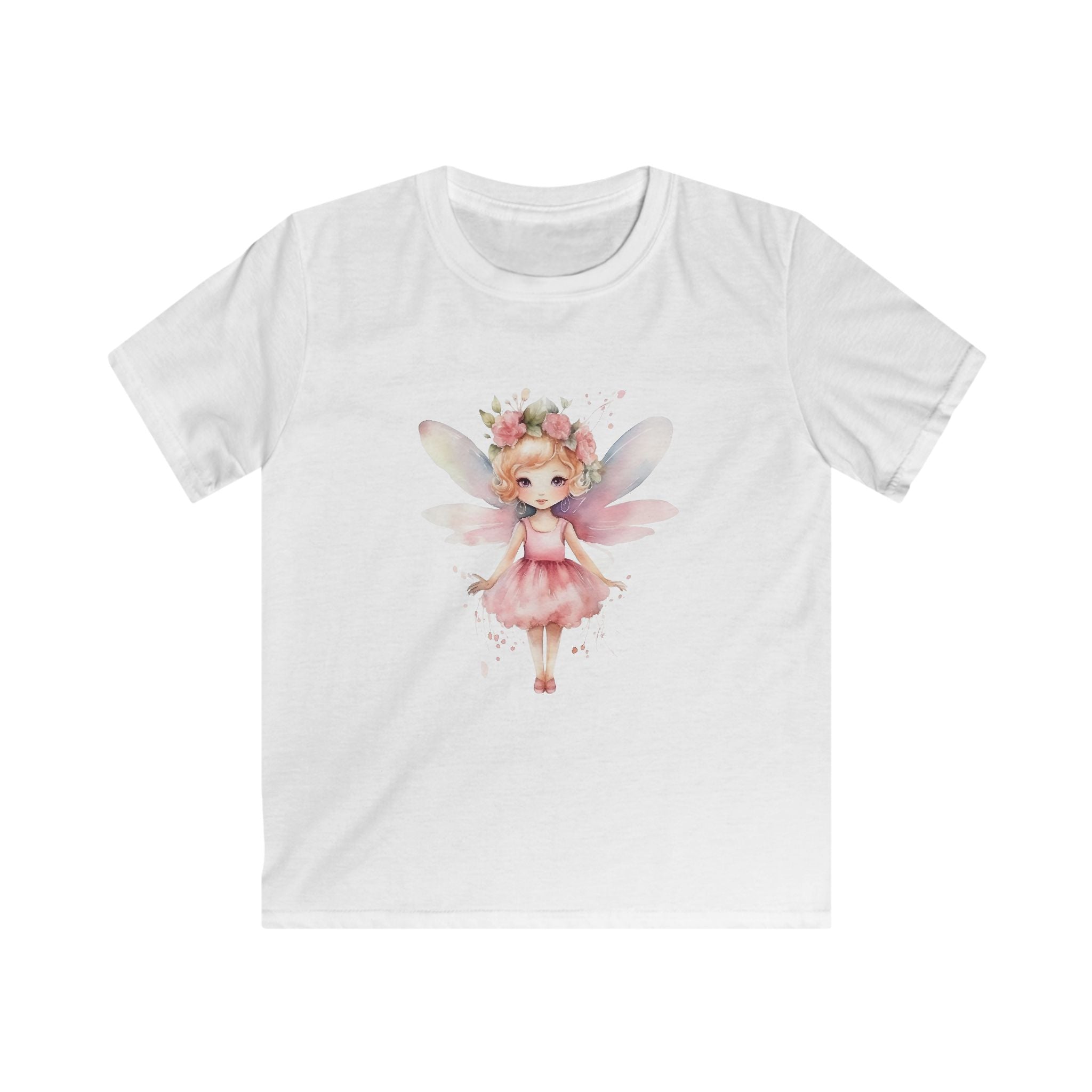 Kids Fairy Tee — Pink Watercolor Flower Fairy Shirt for Girls
