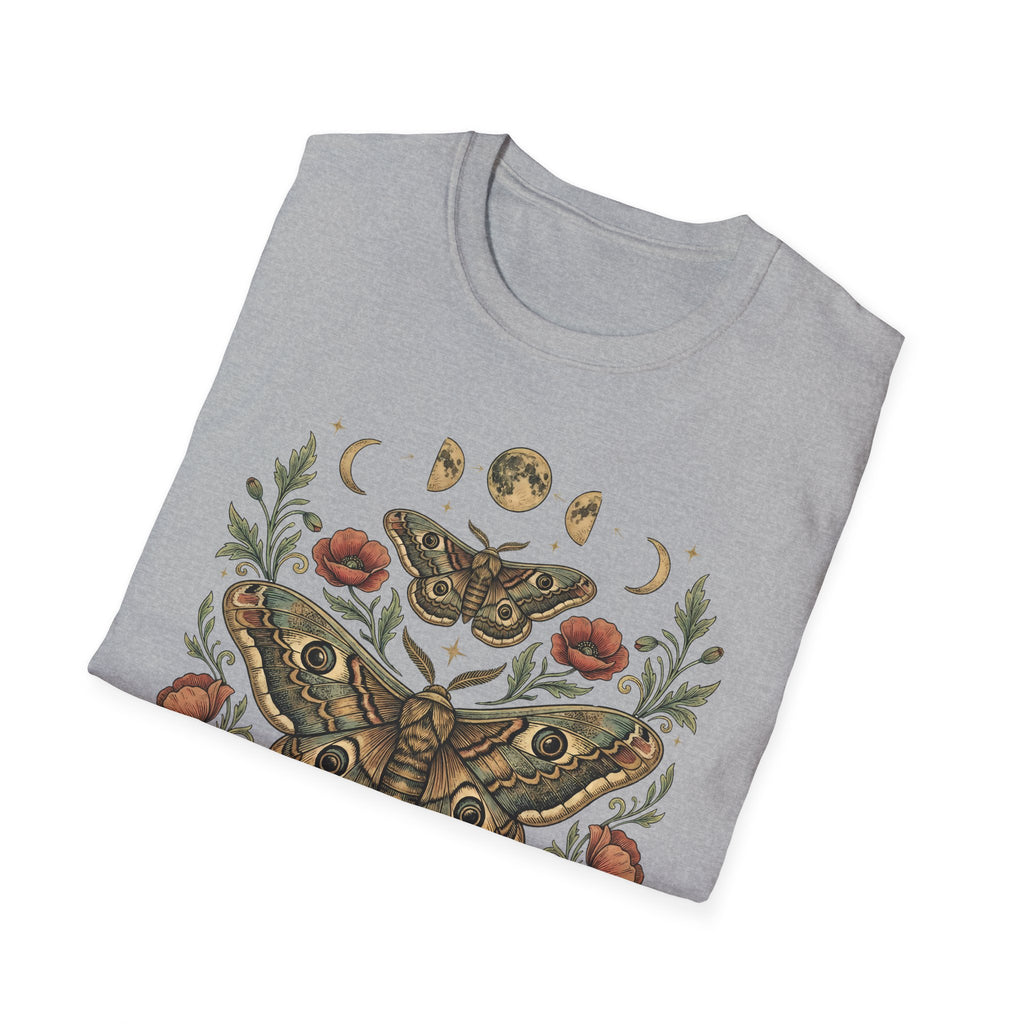 Moth & Moon Botanical T-Shirt — Vintage Poppy Moth Graphic Tee