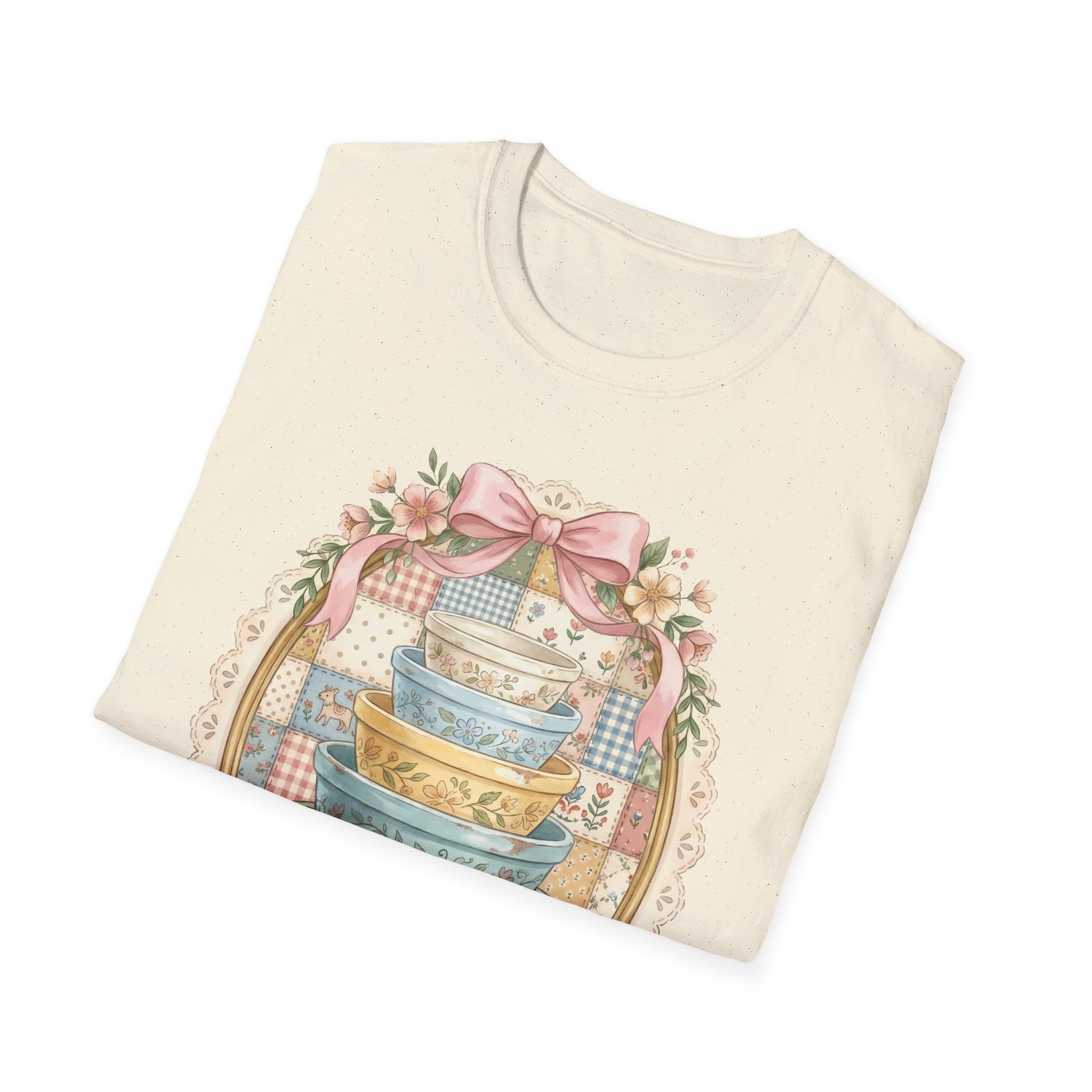 Vintage Mixing Bowls T-Shirt — Shabby Chic Kitchen Stack Graphic Tee