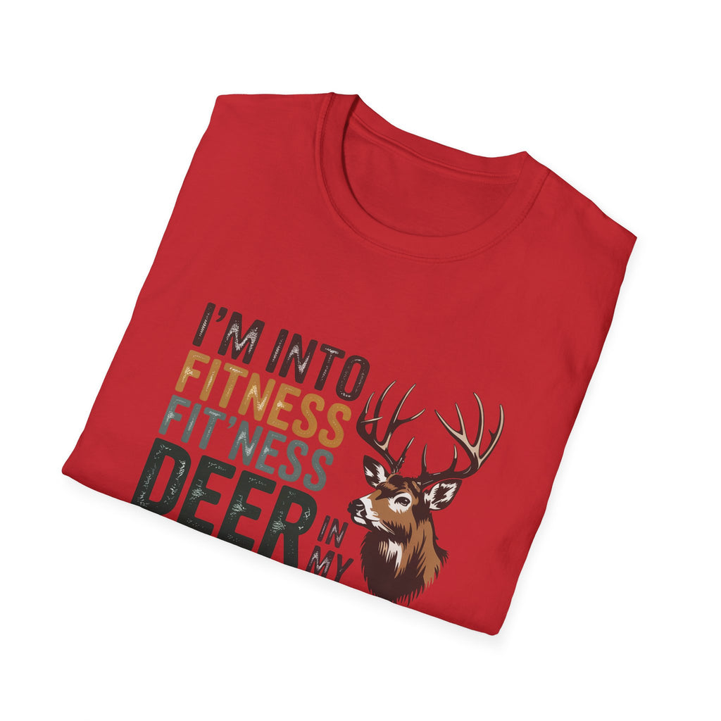 Funny Hunting T-Shirt — "I’m Into Fitness (Fitness Deer in My Freezer)"