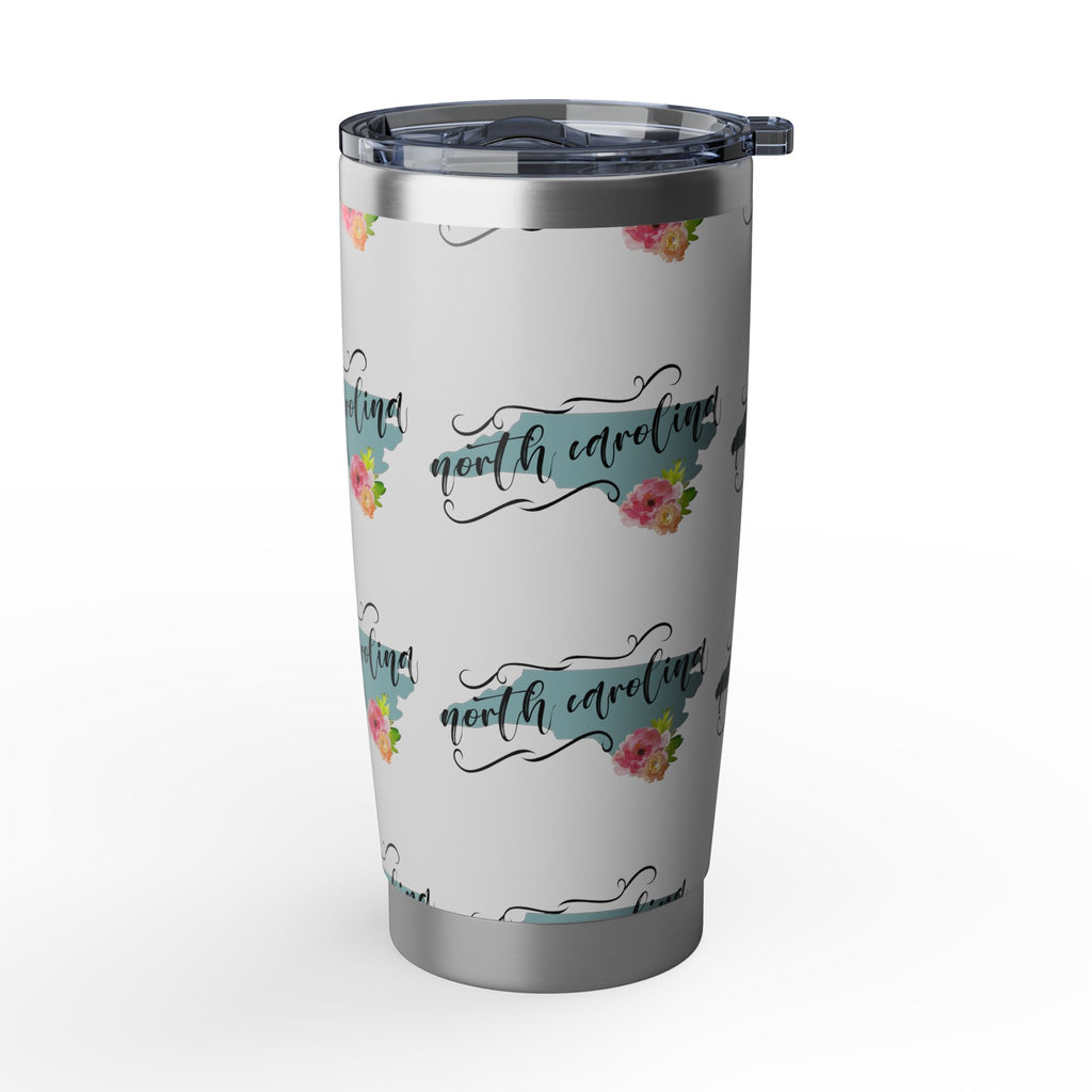 North Carolina Floral Travel Tumbler — 20oz Insulated Stainless Cup