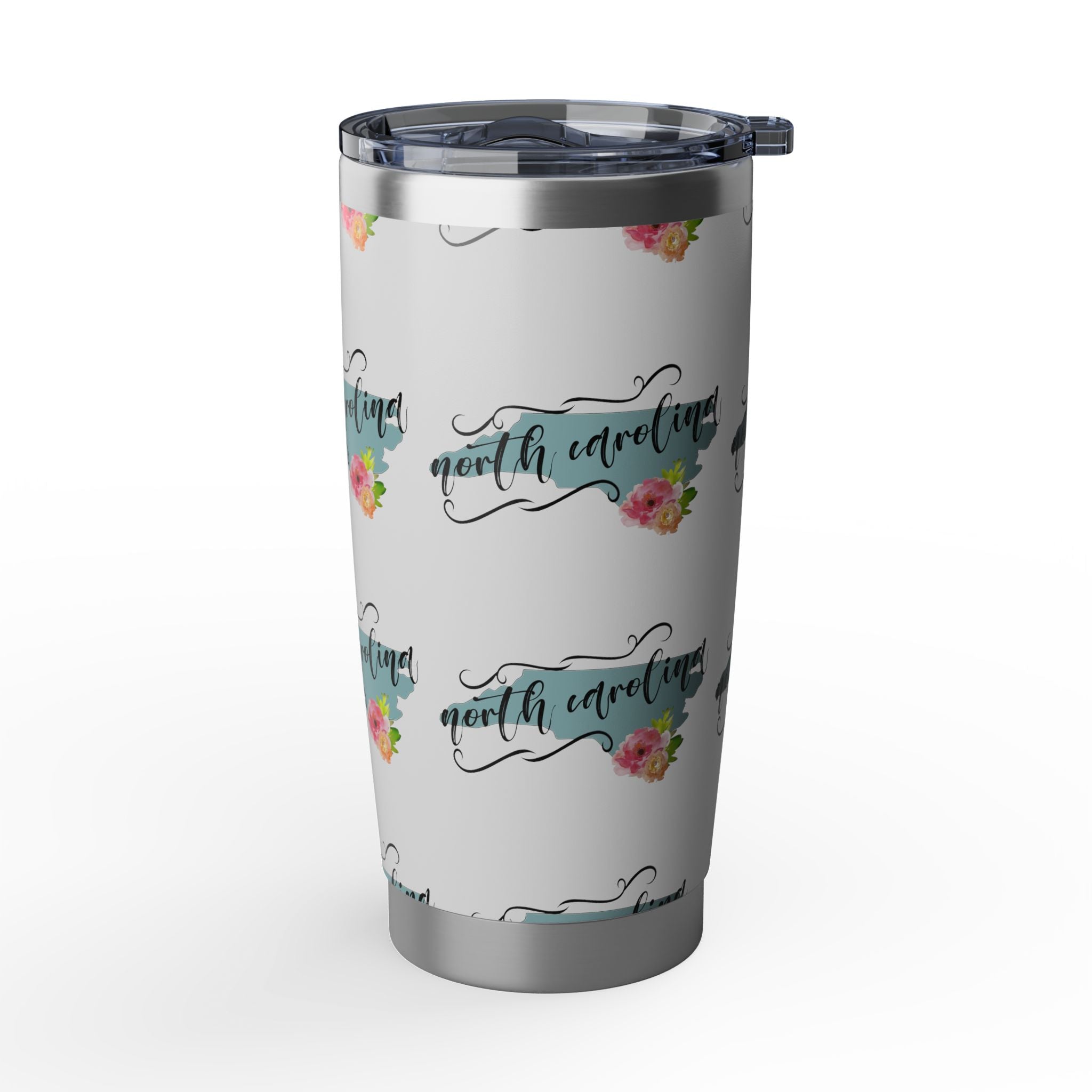 North Carolina Floral Travel Tumbler — 20oz Insulated Stainless Cup