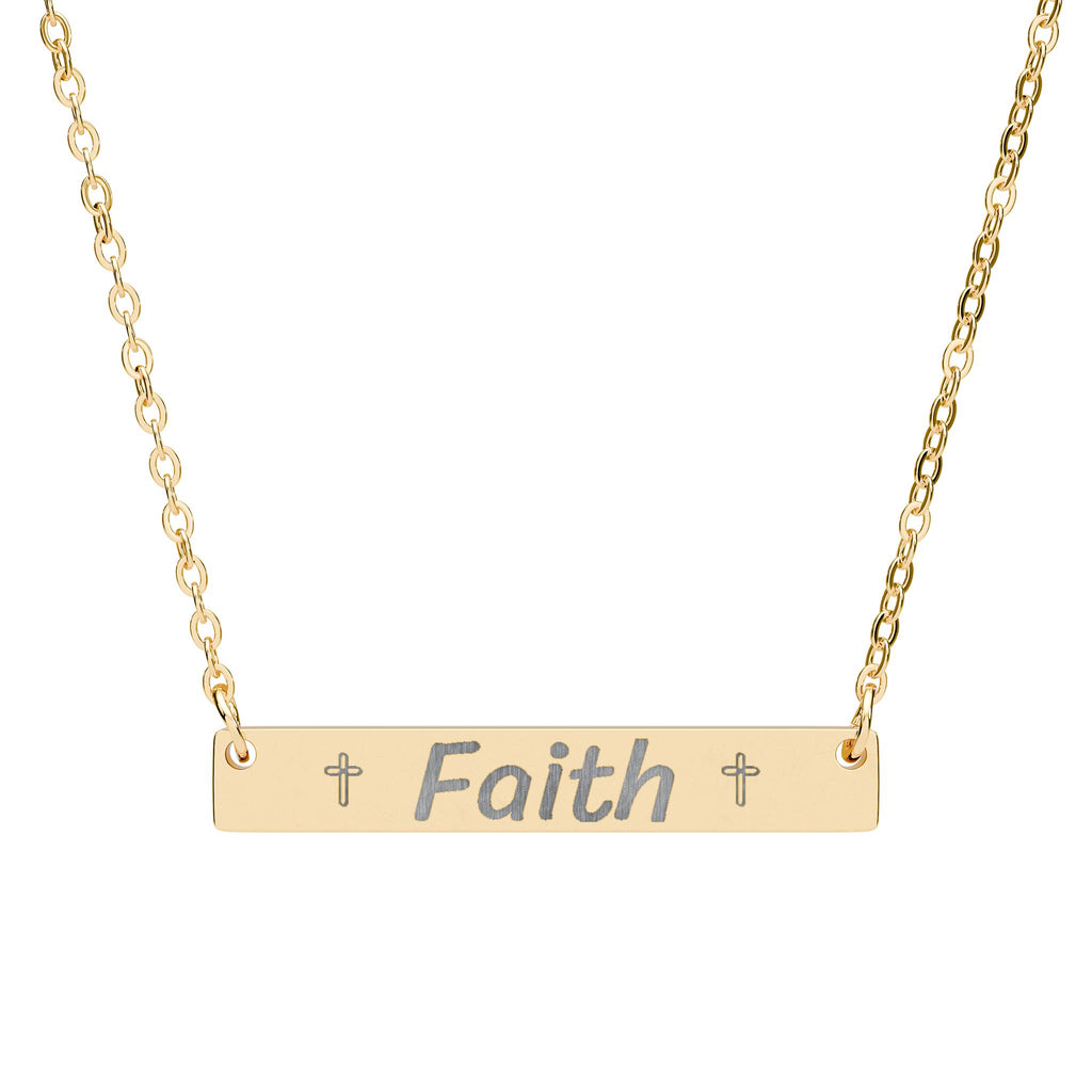 Faith Engraved Bar Necklace