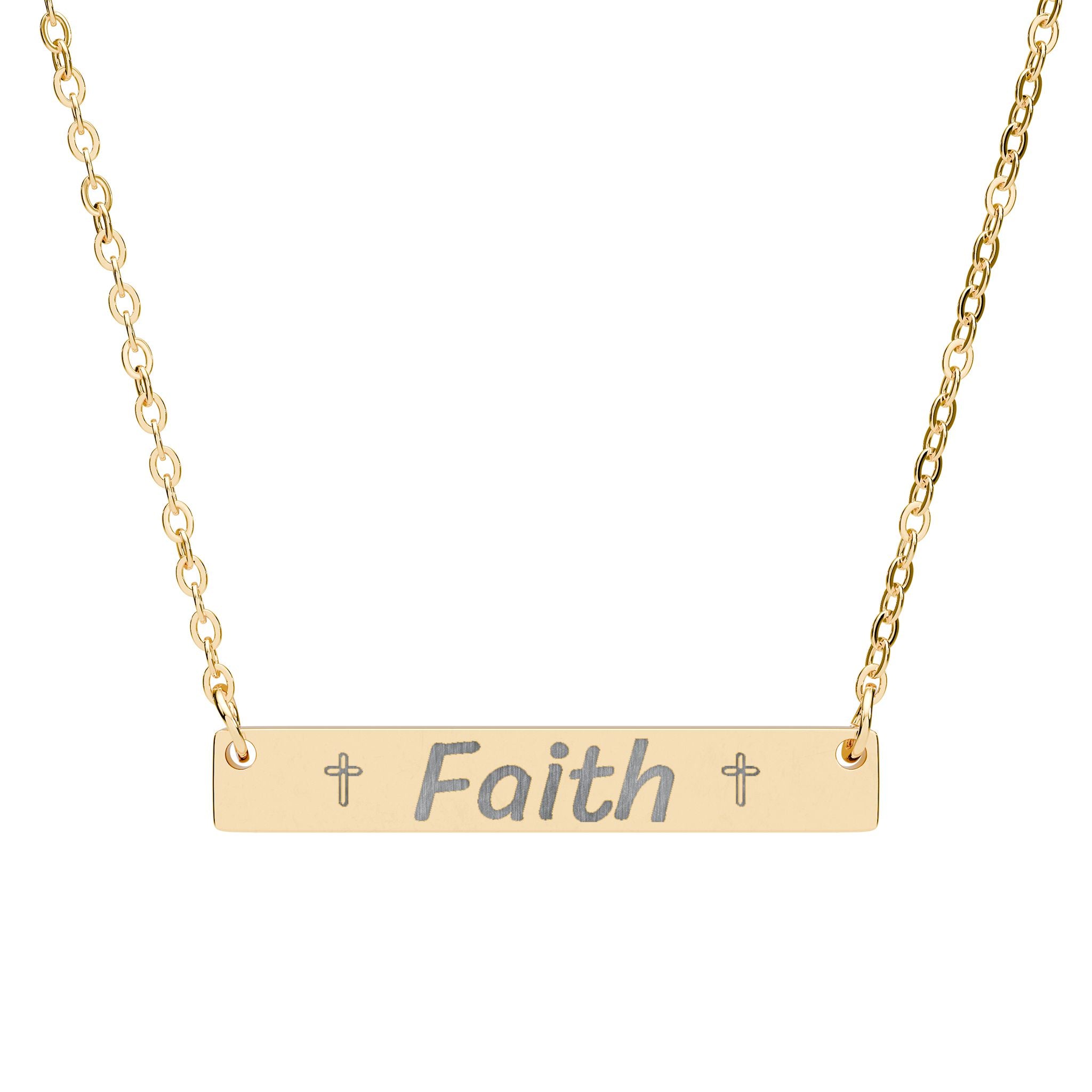 Faith Engraved Bar Necklace
