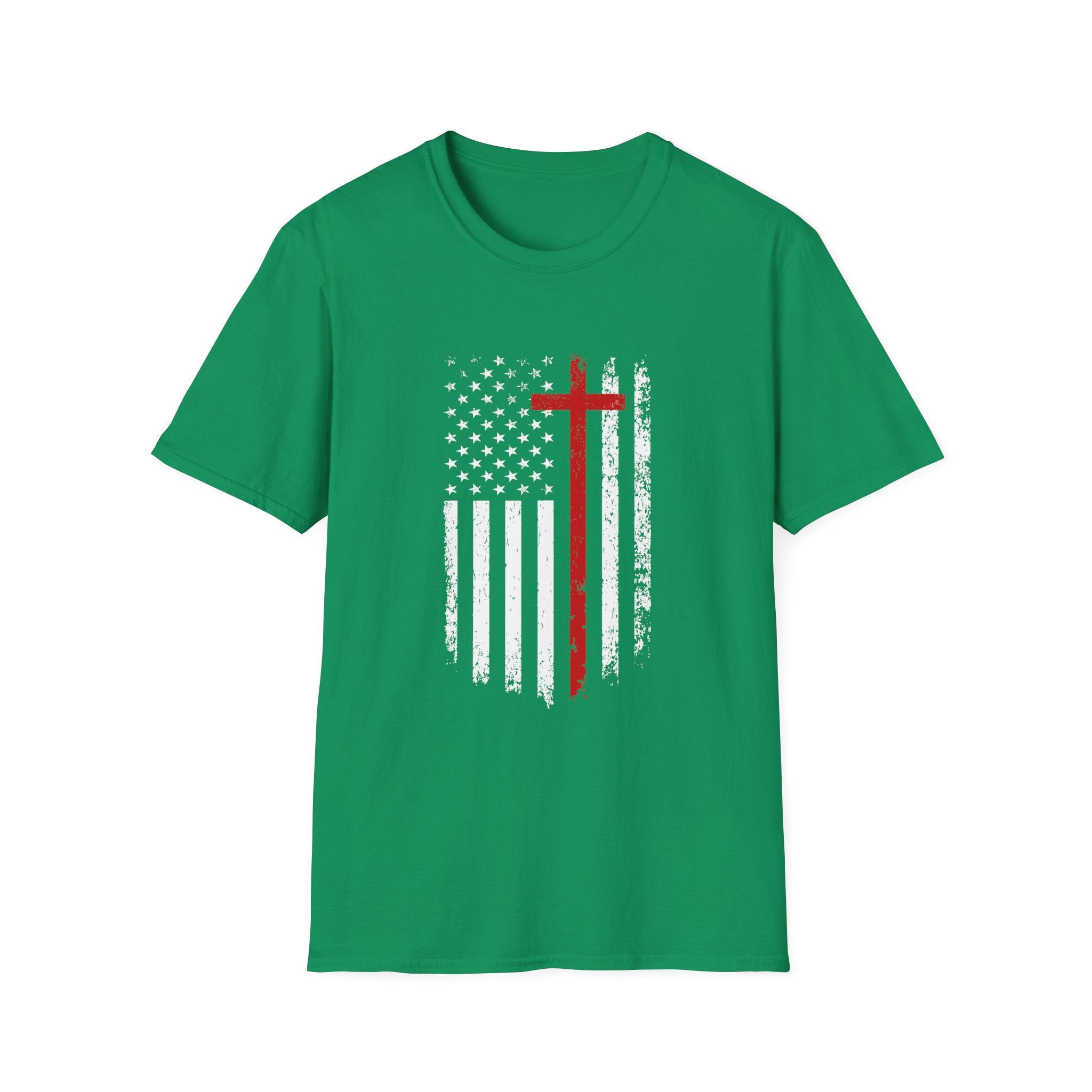 Christian Cross Minimalist T-Shirt — Distressed Red Cross Faith Tee