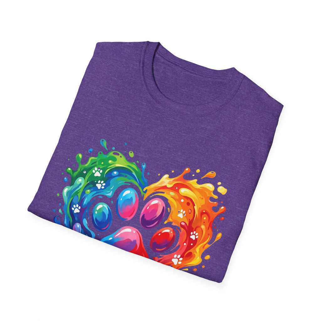 Rainbow Paw Heart T-Shirt — Colorful Pet Lover Tee