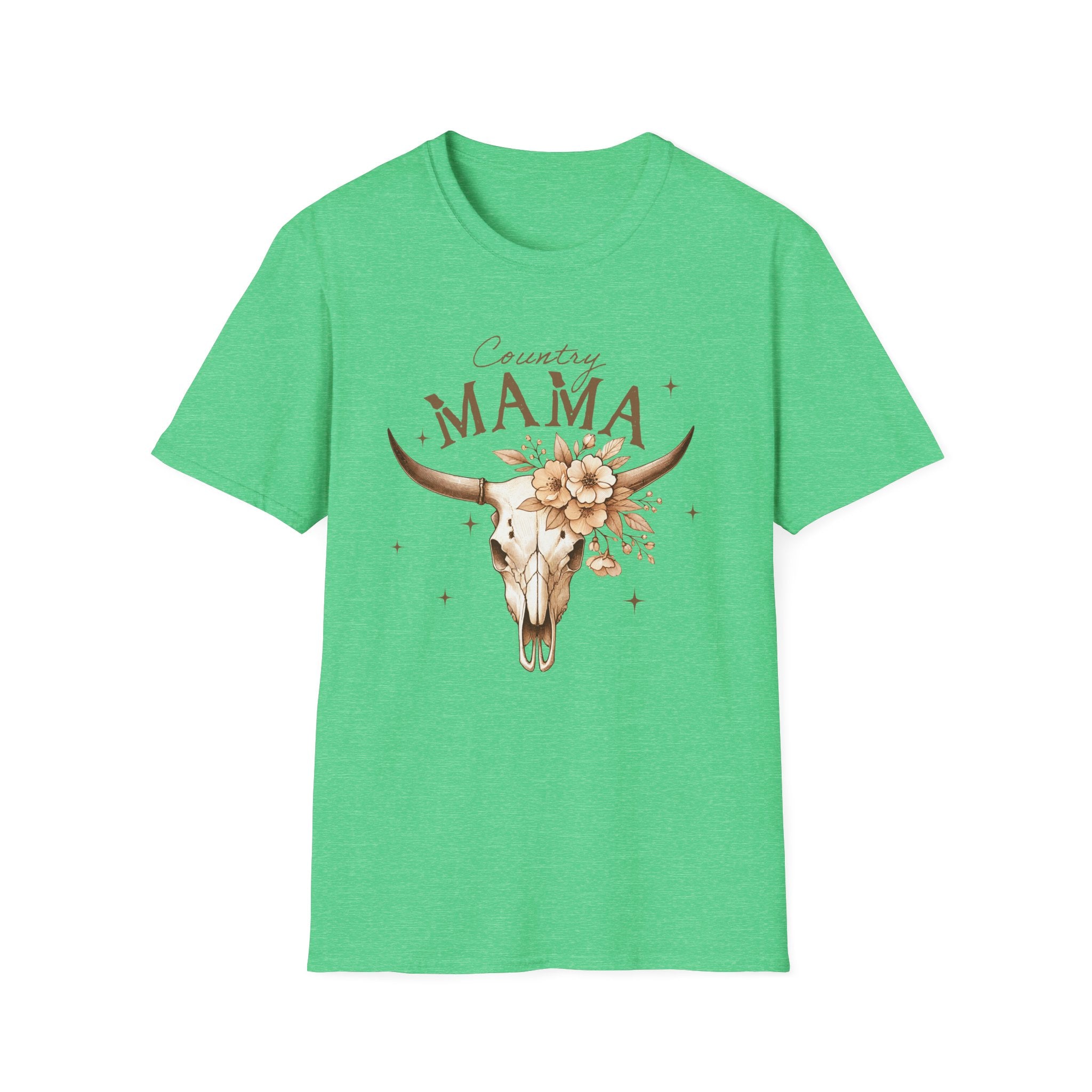 Country Mama T-Shirt — Floral Longhorn Skull Graphic