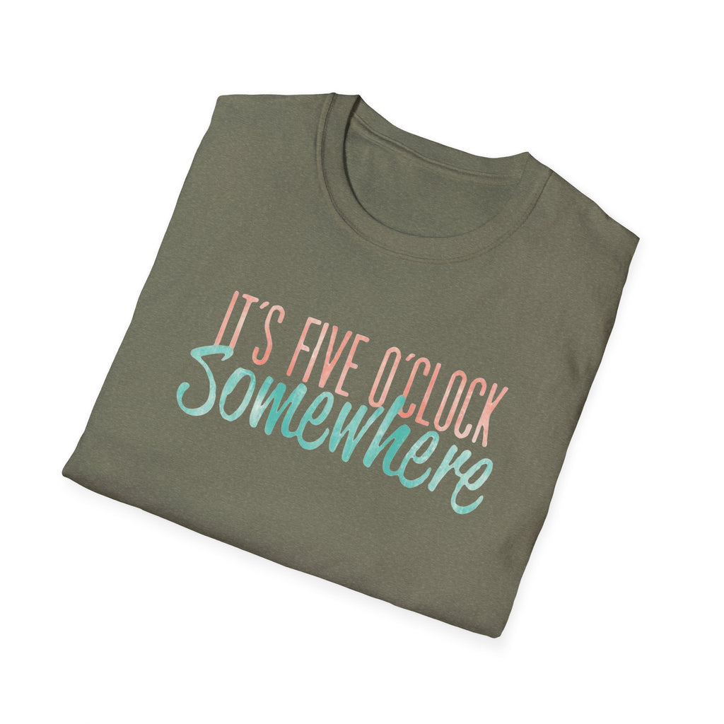 T-Shirt: "It’s Five O’Clock Somewhere" Pastel Vacation Tee