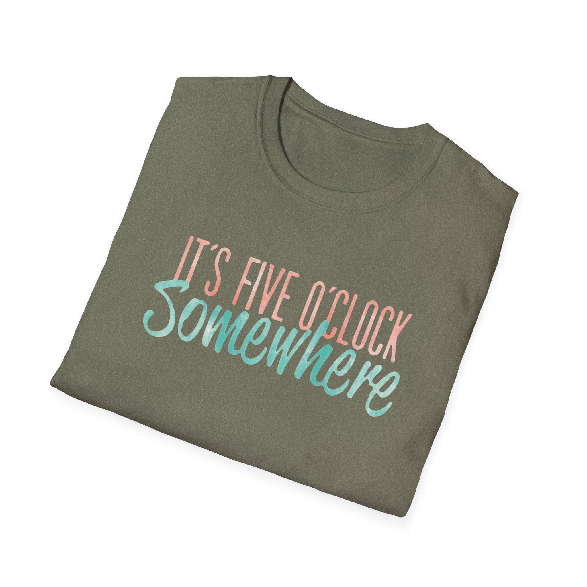 T-Shirt: "It’s Five O’Clock Somewhere" Pastel Vacation Tee