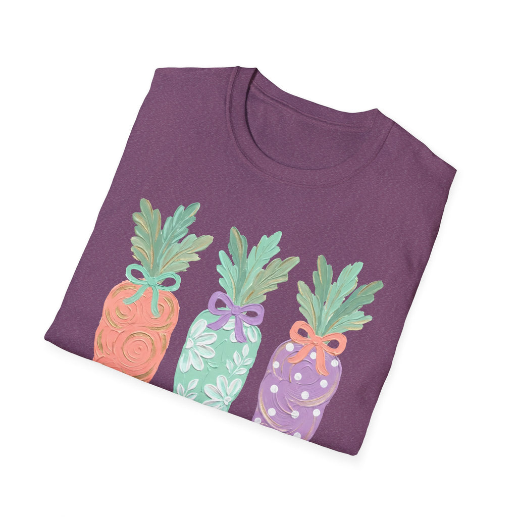Carrot Trio Graphic T-Shirt — Pastel Floral Easter Tee