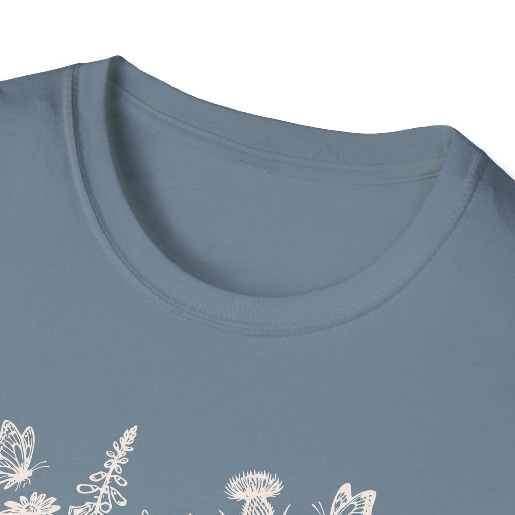 Skeleton Reading in Wildflowers T-Shirt — Gothic Floral Skull Tee