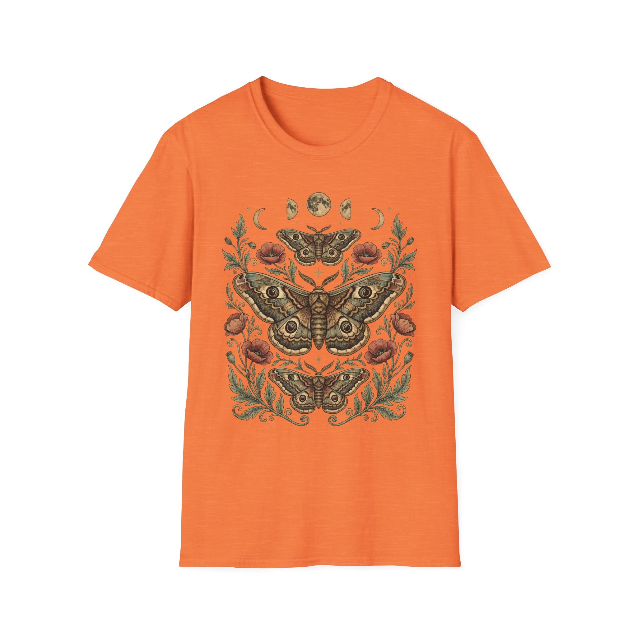 Moth & Moon Botanical T-Shirt — Vintage Poppy Moth Graphic Tee