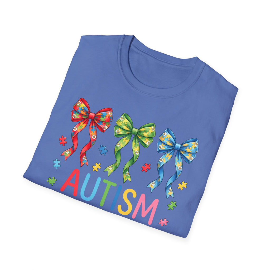 Autism Awareness T-Shirt — "Autism: Accept • Understand • Love" with Colorful Ribbon Bows