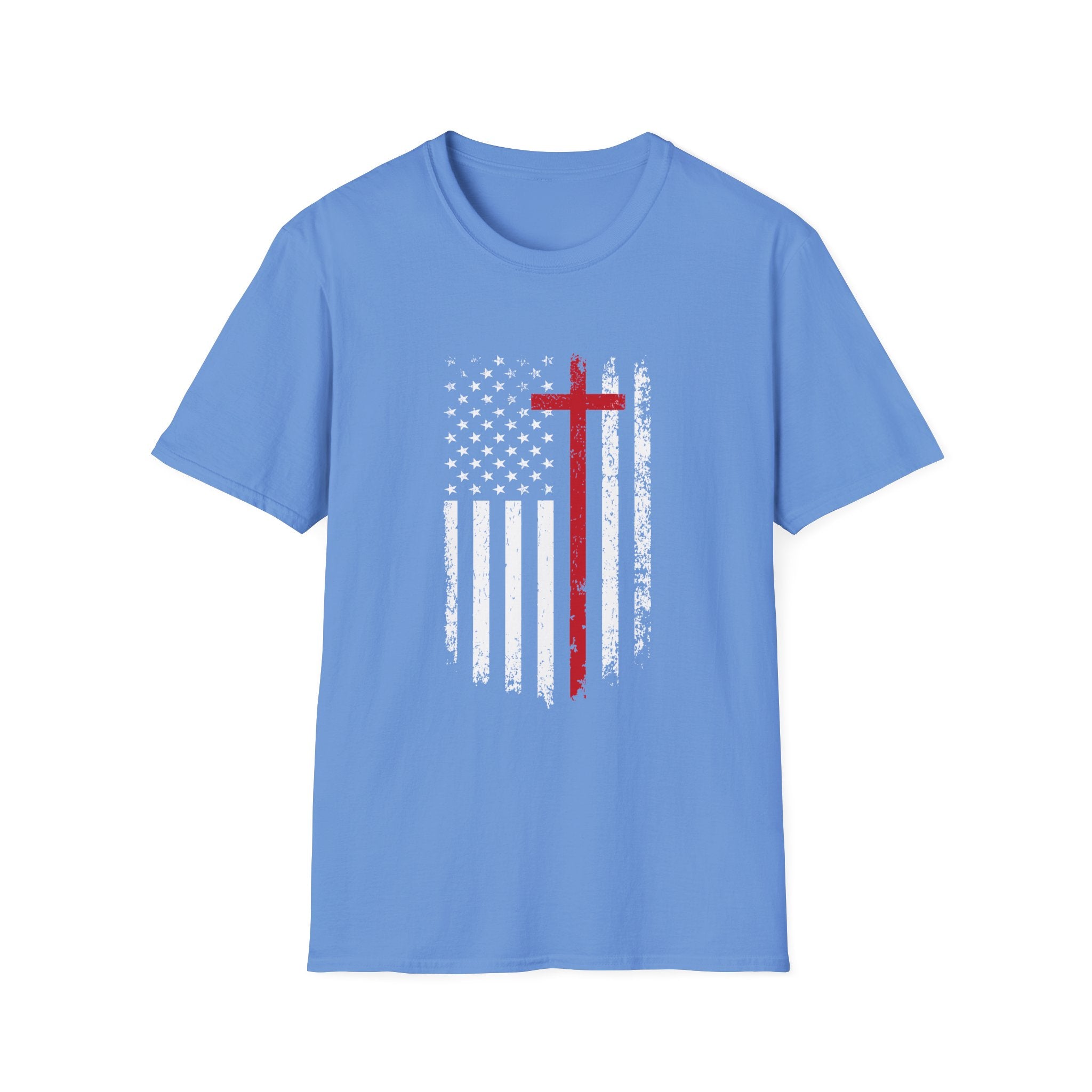 Christian Cross Minimalist T-Shirt — Distressed Red Cross Faith Tee
