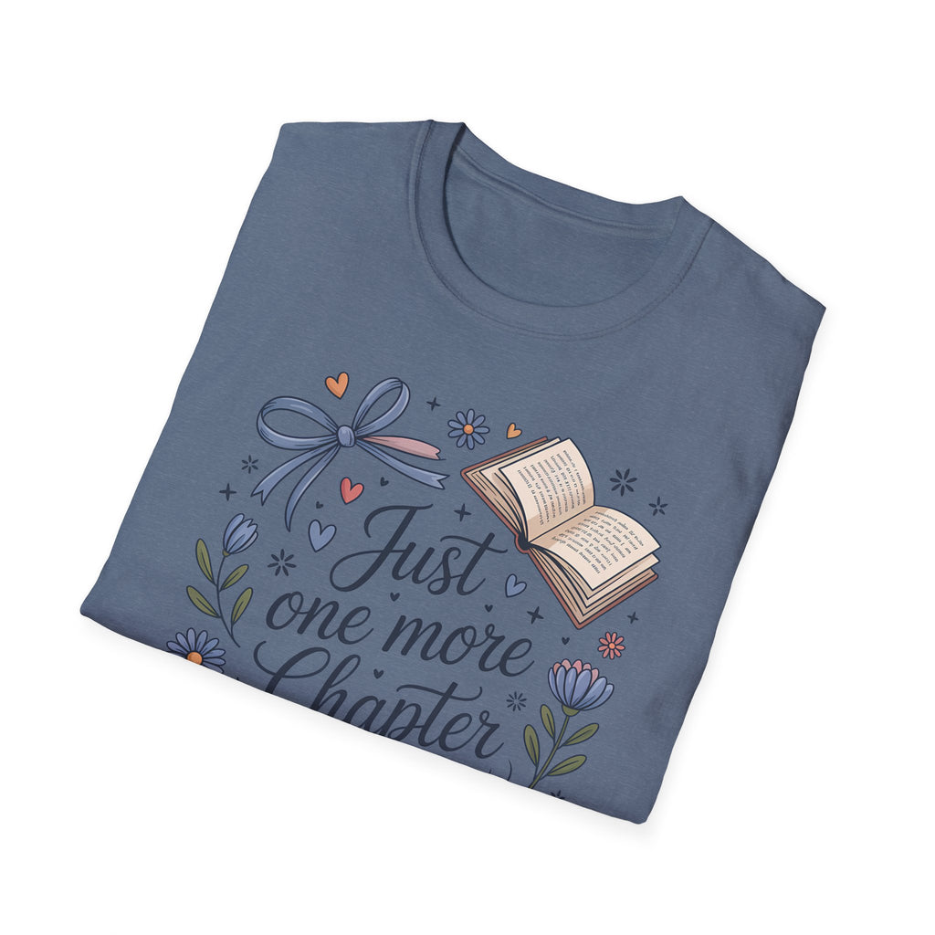 T-Shirt — "Just One More Chapter" Book Lover Tee with Glasses & Coffee