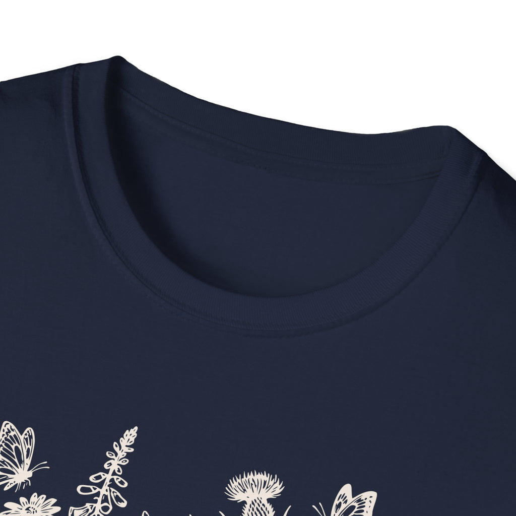 Skeleton Reading in Wildflowers T-Shirt — Gothic Floral Skull Tee